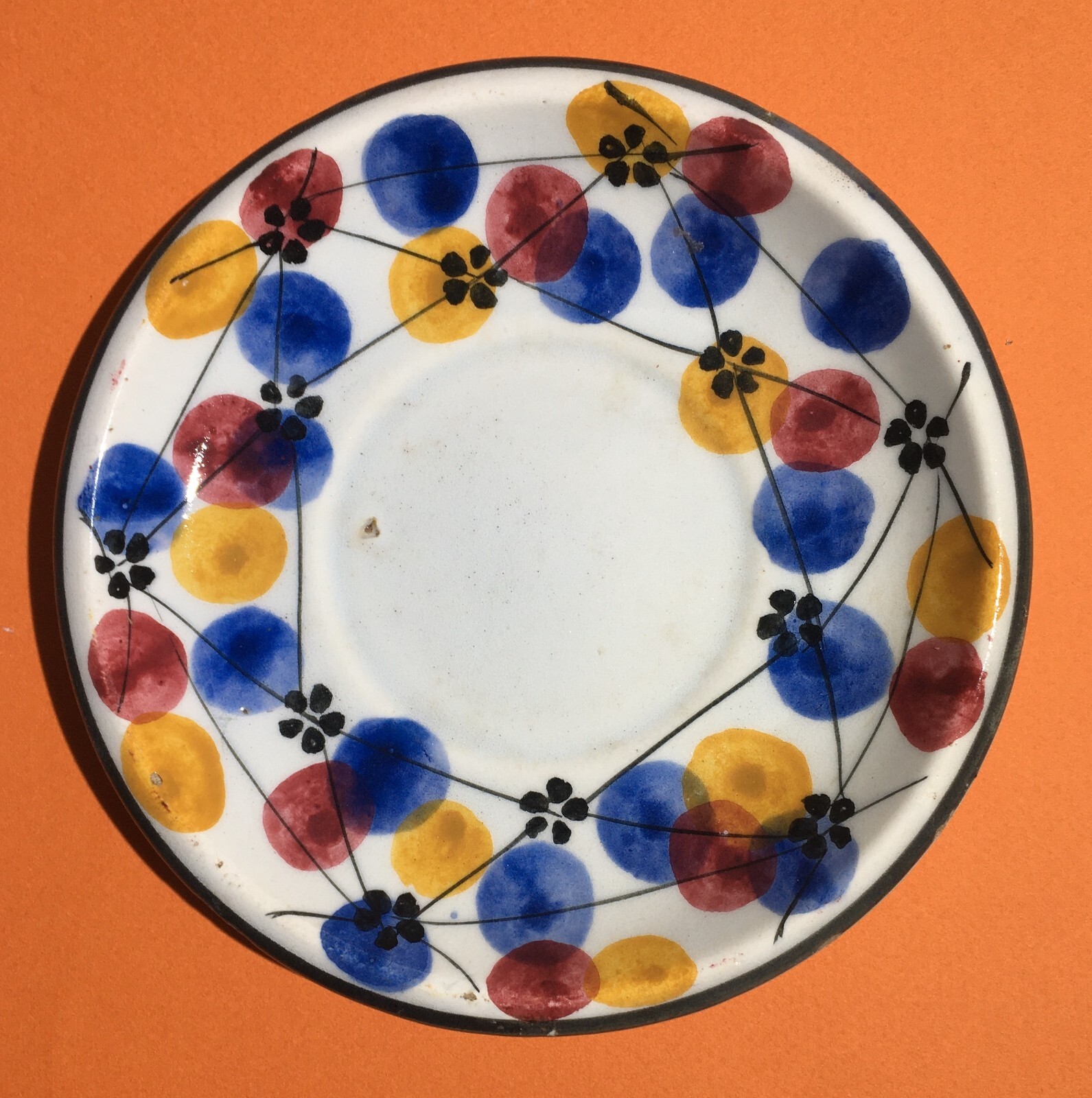 Ceramica Decorativa Floreale Con Decoro Policromo E Marchio Sfinge