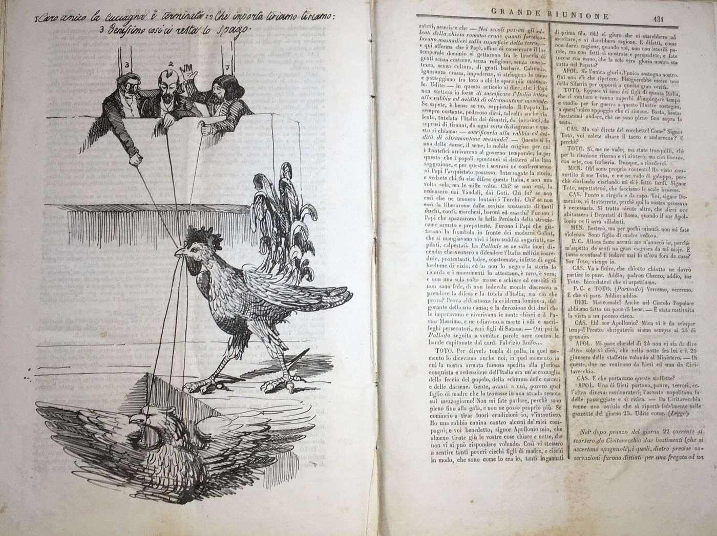 Politica Satira Risorgimentale: Illustrazioni Satiriche Della Repubblica Romana