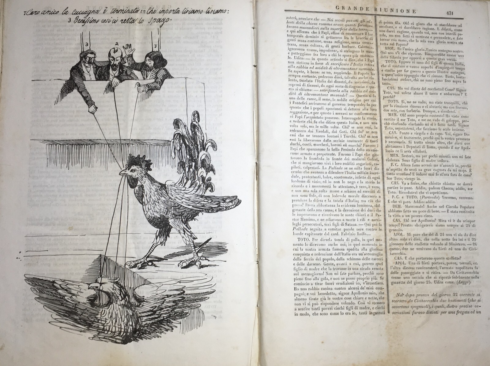 Politica Satira Risorgimentale: Illustrazioni Satiriche Della Repubblica Romana