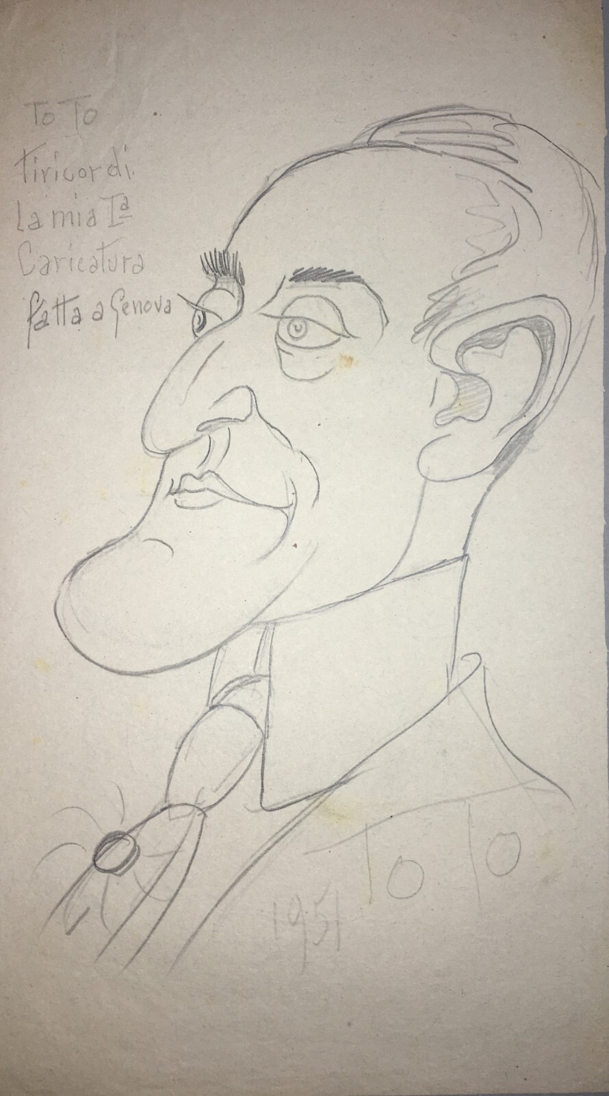 Arte, Caricatura: Antichi Disegni E Bozzetti Caricaturali Di Totò, Rascel E Filogamo, 1951