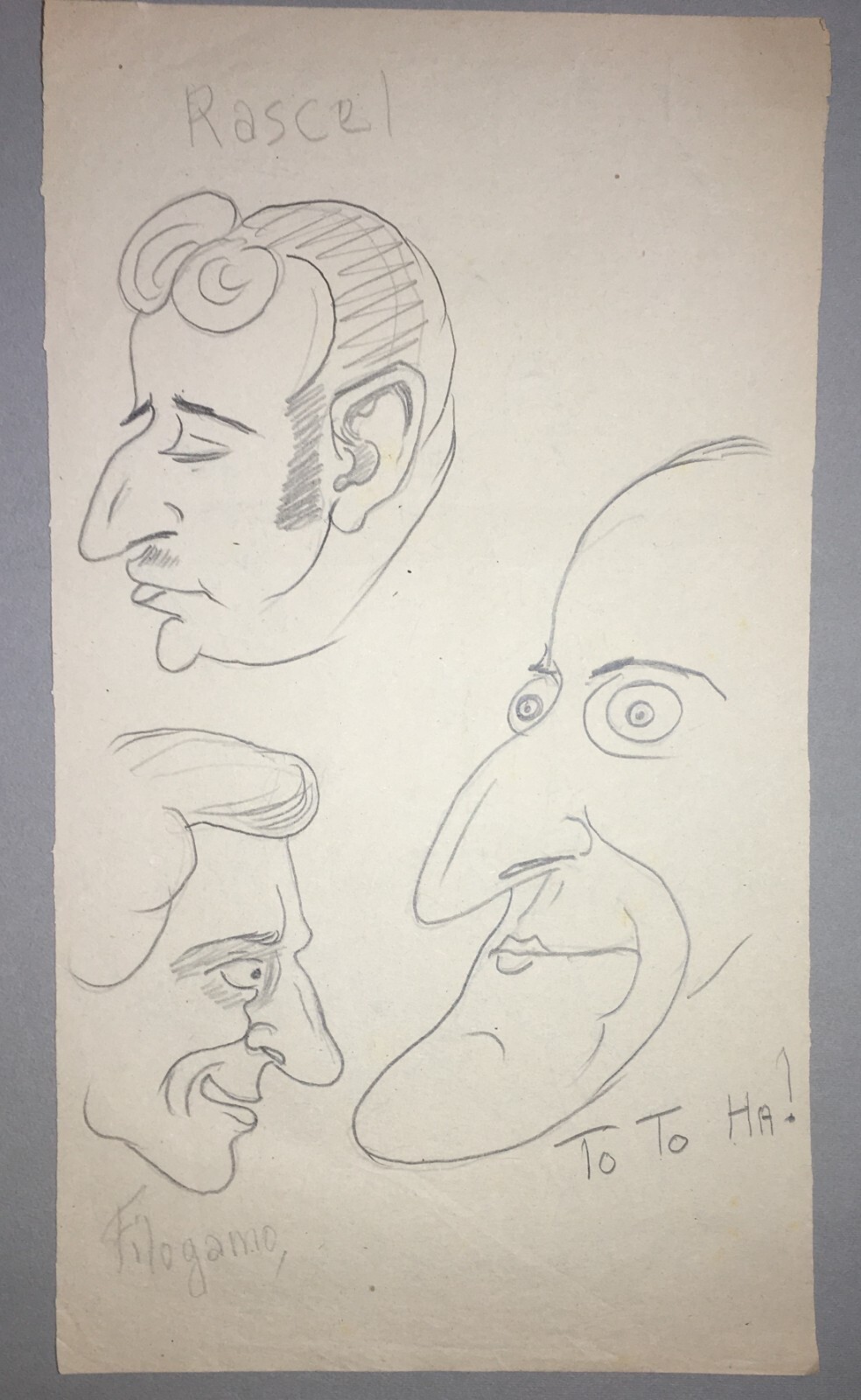 Arte, Caricatura: Antichi Disegni E Bozzetti Caricaturali Di Totò, Rascel E Filogamo, 1951