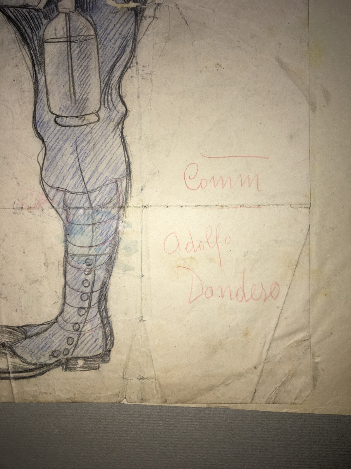 Arte, Caricatura E Militaria: Raro Grande Disegno Caricaturale Di Adolfo Dondero, Genova