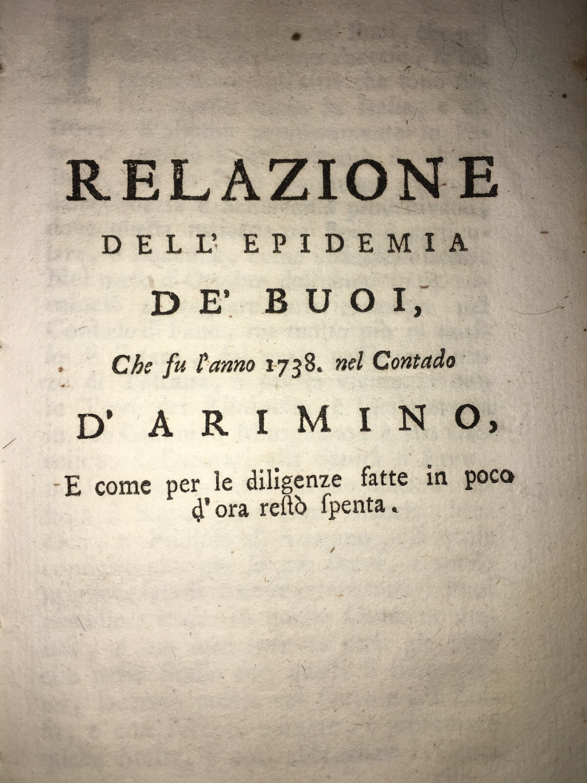 Relazione Dell'Epidemia De' Buoi Nel Contado Di Rimini (1738)