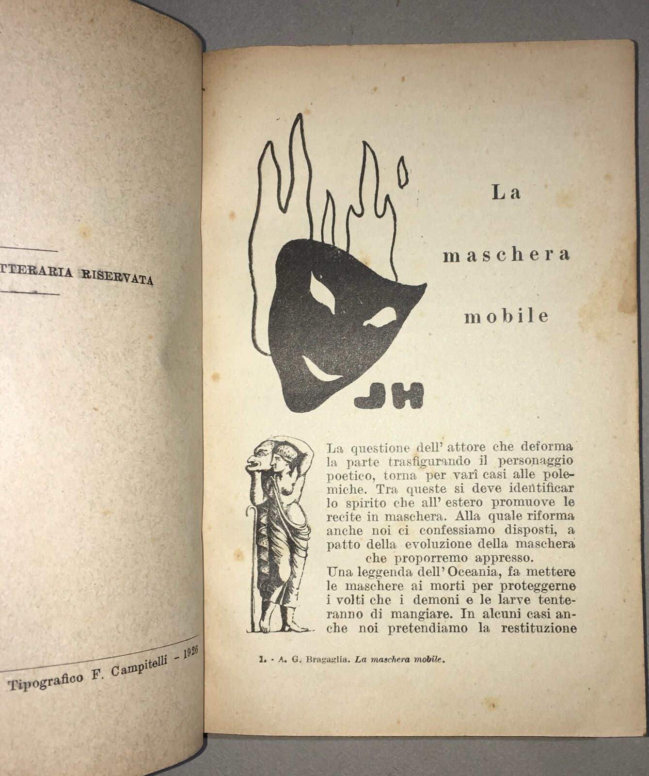 Anton Giulio Bragaglia, La Maschera Mobile, 1926   Futurismo E Teatro
