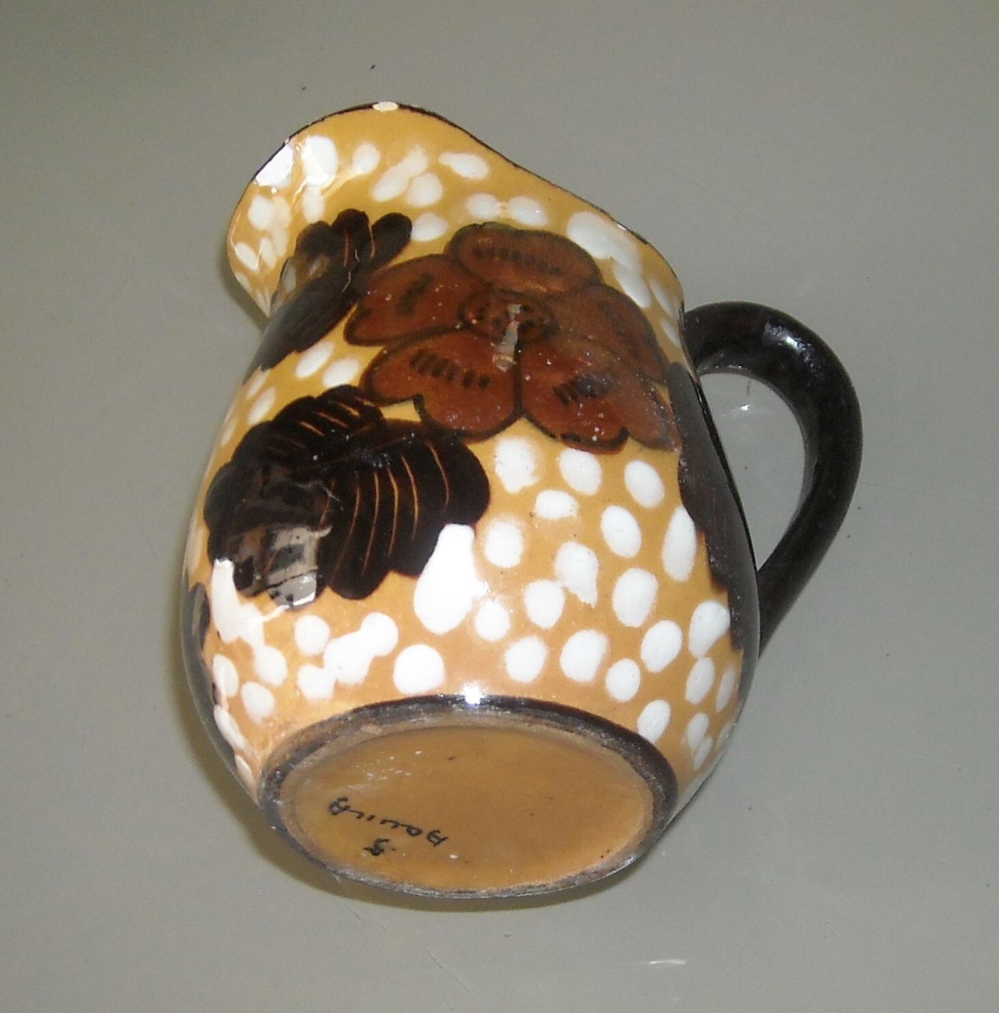 Ceramica Da Collezione: Piccola Brocca Decorativa Con Decoro Floreale, L'Aquila, Prima Metà Del Novecento