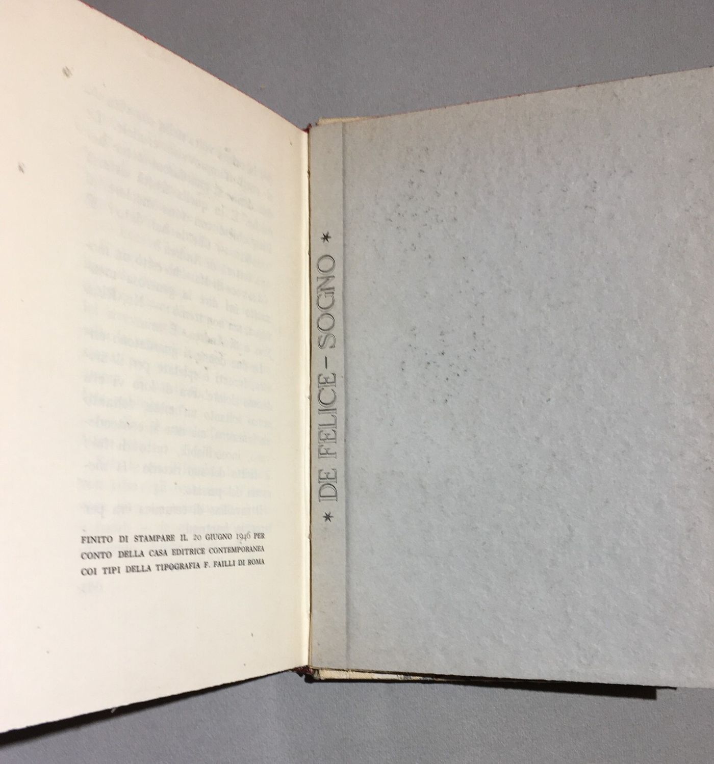 Lionello De Felice, Sogno. Rara Edizione Numerata, 1946