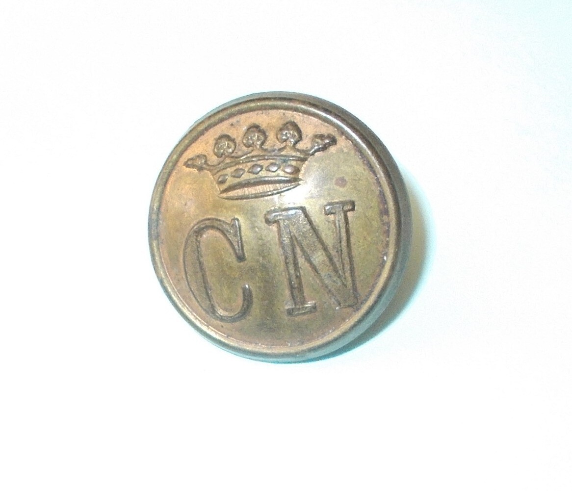 Araldica E Militaria: Antico Bottone Con Monogramma CN E Corona, Napoli, De Gregorio