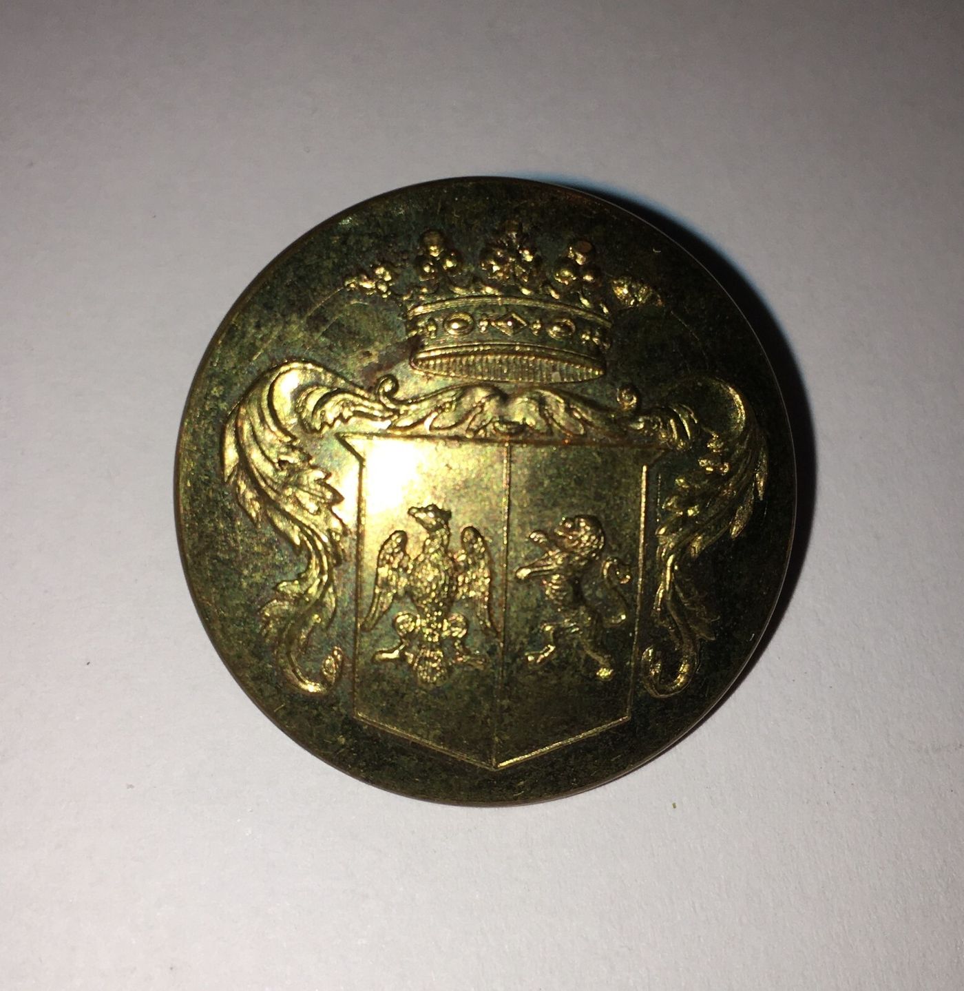 Araldica, Militaria: Coppia Di Bottoni Metallici Decorativi Da Collezione Antichi