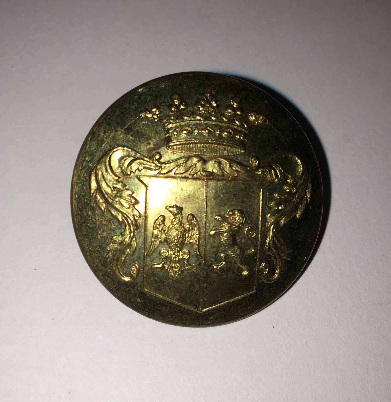 Araldica, Militaria: Coppia Di Bottoni Metallici Decorativi Da Collezione Antichi