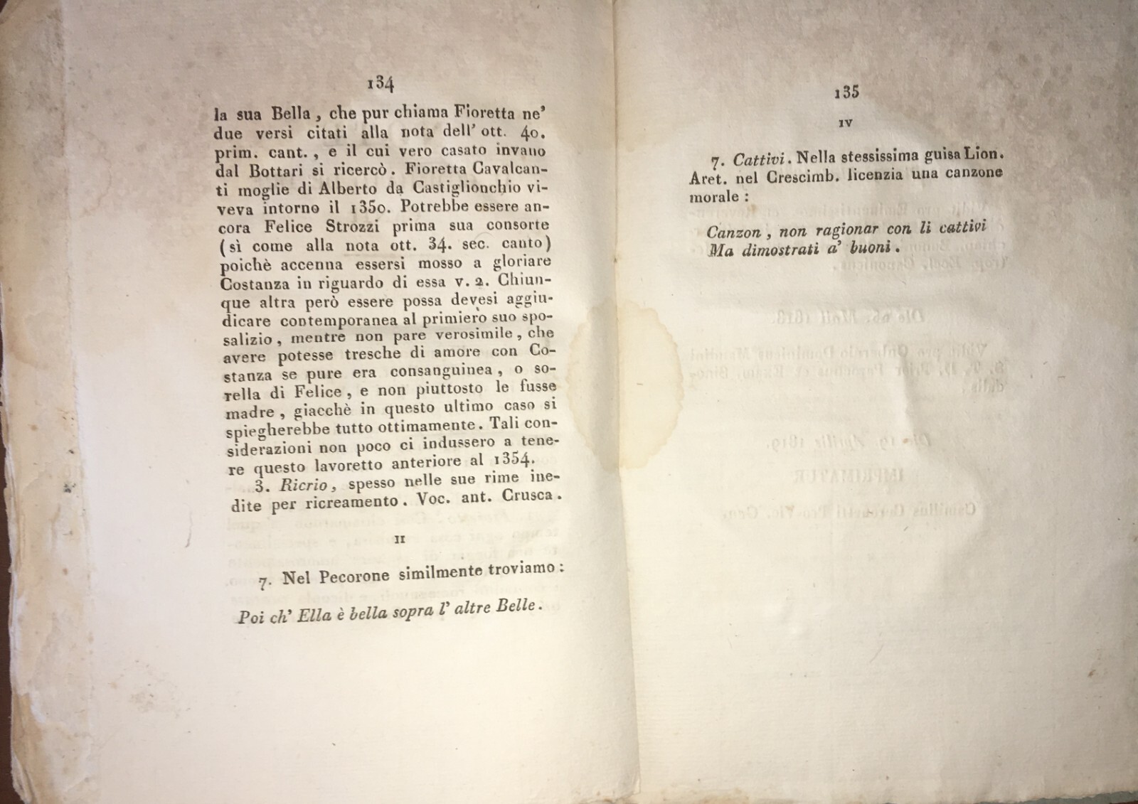 Sacchetti Antica Edizione La Battaglia Delle Vecchie Con Le Giovani 1819