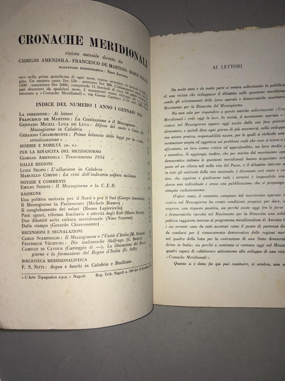 Politica, Economia, Meridionalismo: Calabria E Sicilia (De Martino, Chiaromonte, 1954)