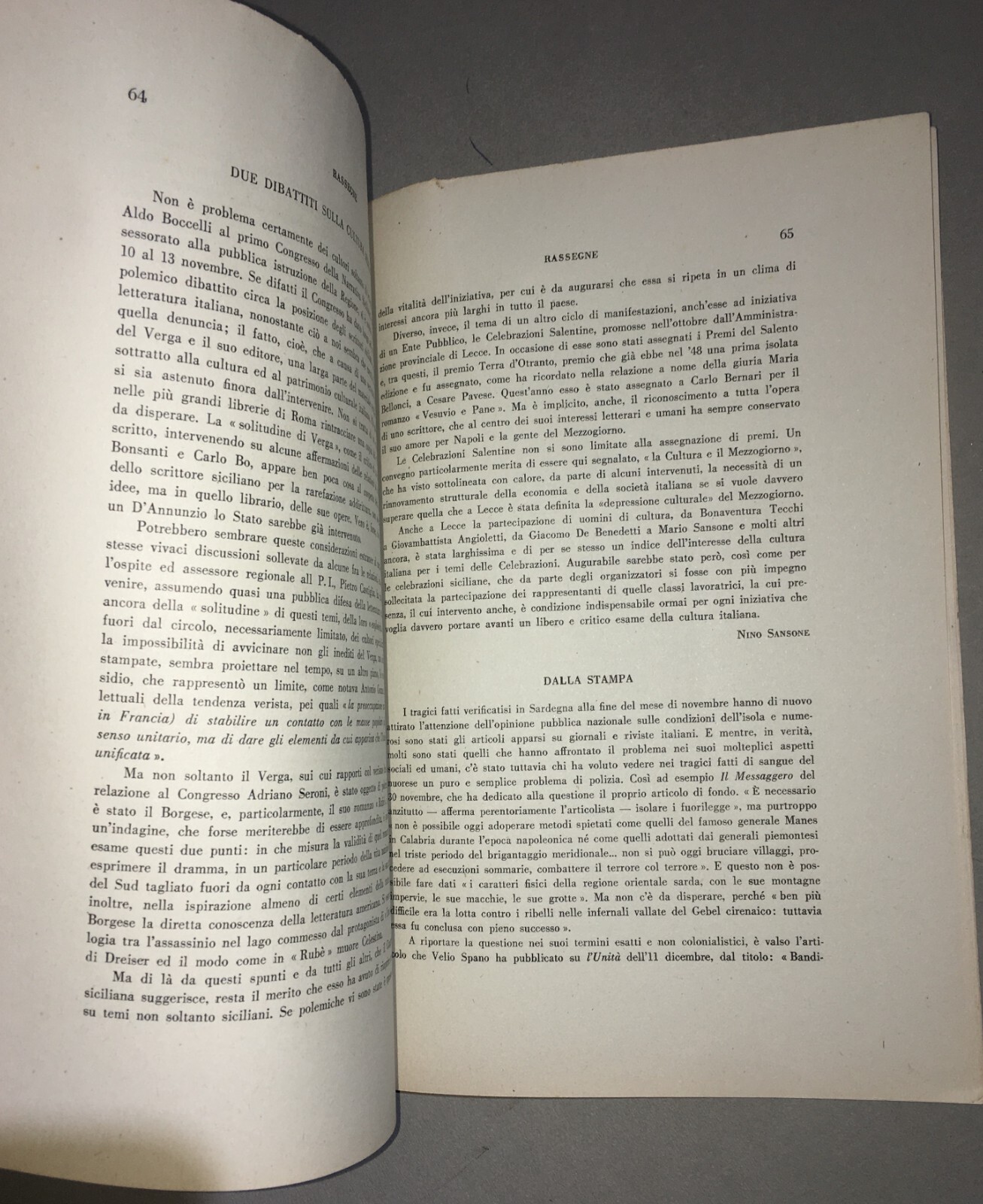 Politica, Economia, Meridionalismo: Calabria E Sicilia (De Martino, Chiaromonte, 1954)