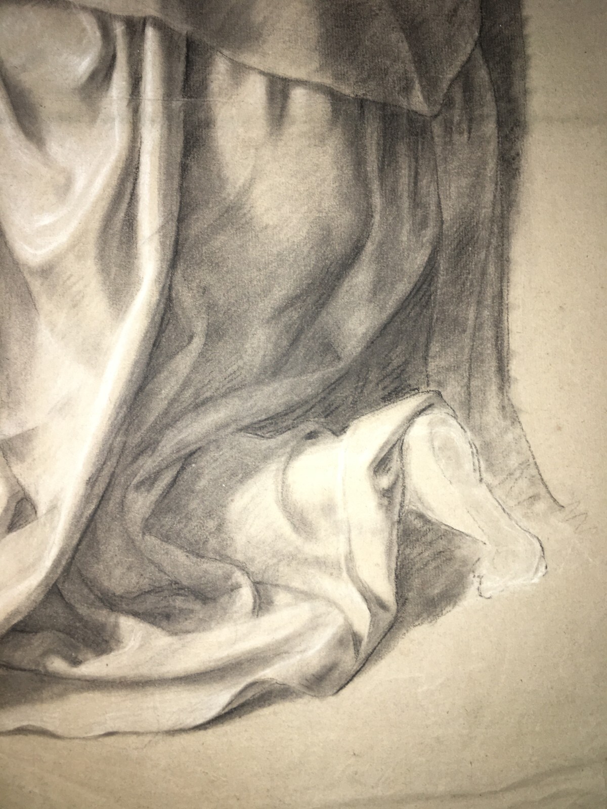 Studio Artistico Raffigurante Frate Inginocchiato, Disegno d'Epoca