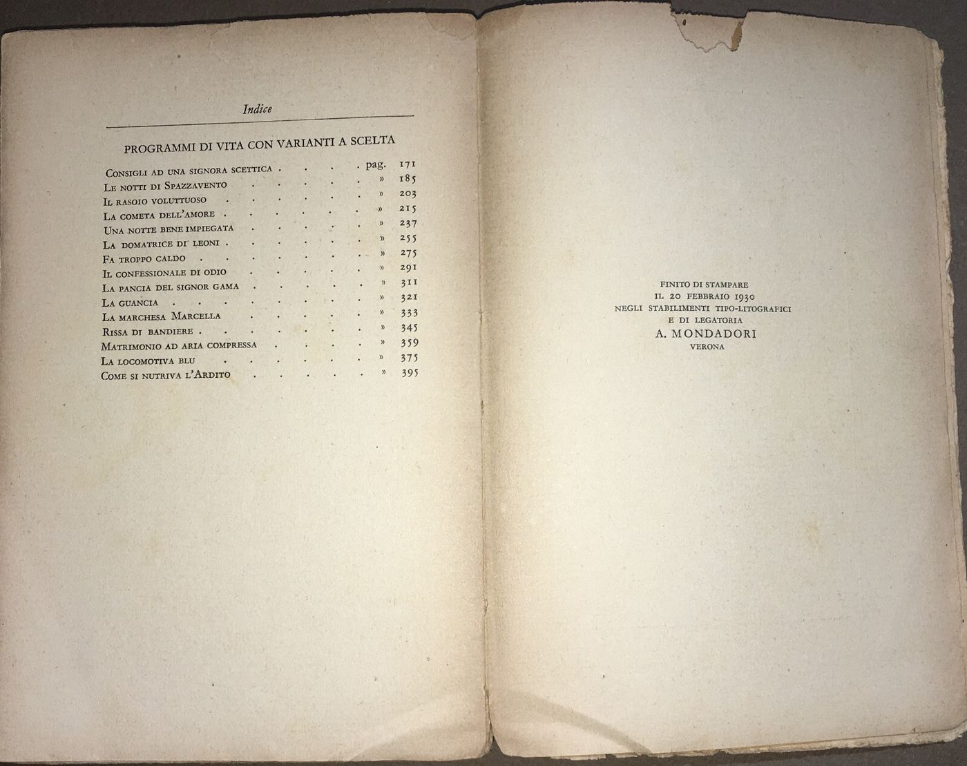 Futurismo. Marinetti, Novelle Con Le Labbra Tinte. 1930