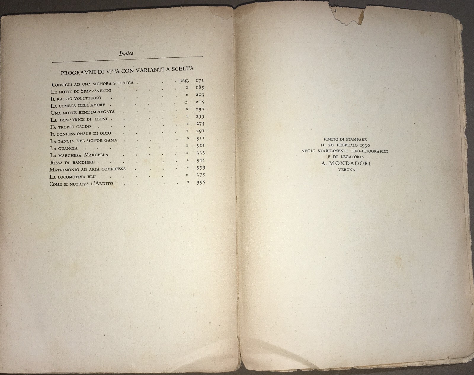 Futurismo. Marinetti, Novelle Con Le Labbra Tinte. 1930