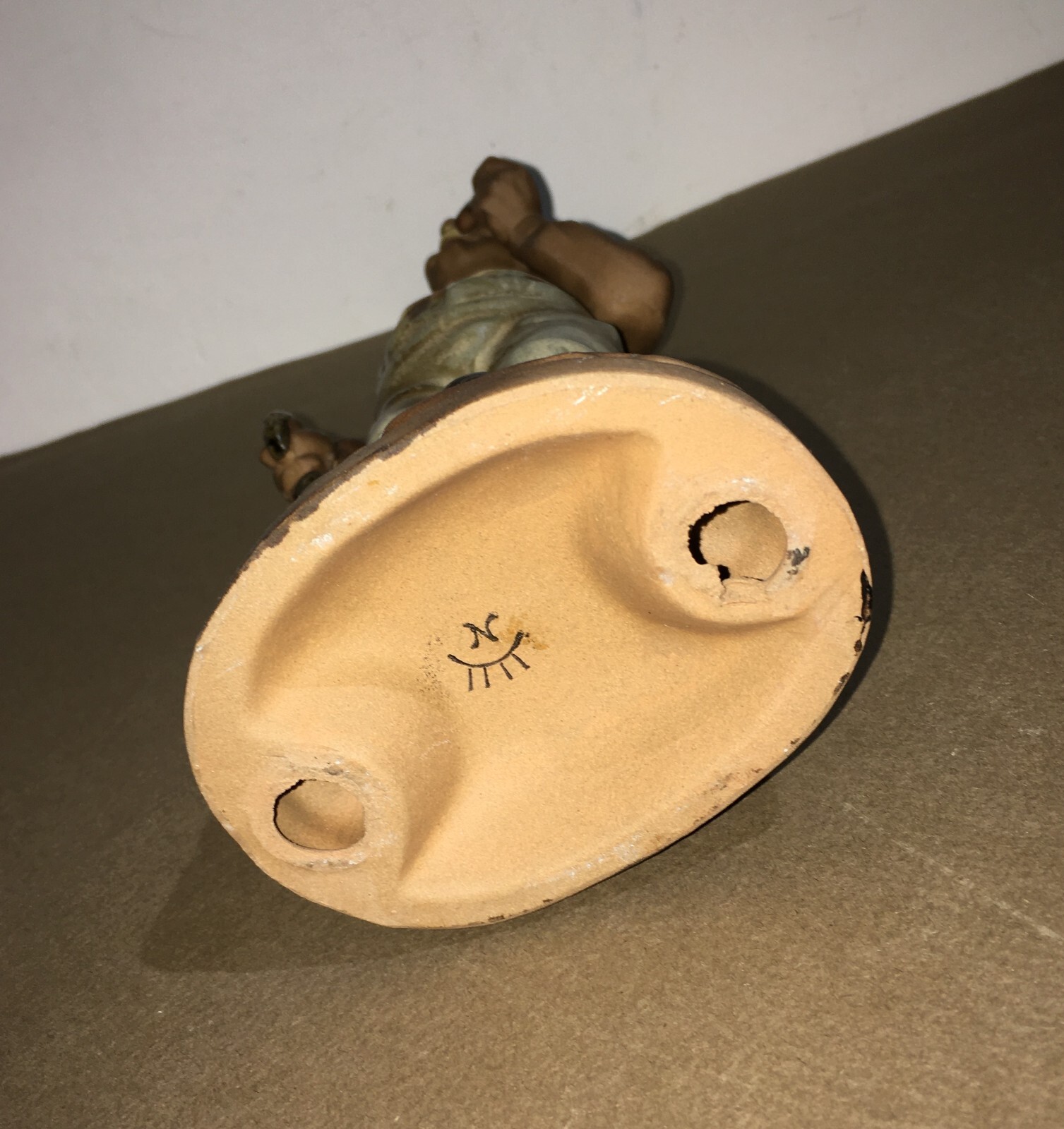 Napoli, Capodimonte, Scultura In Ceramica Policroma, Anziano Con Pipa