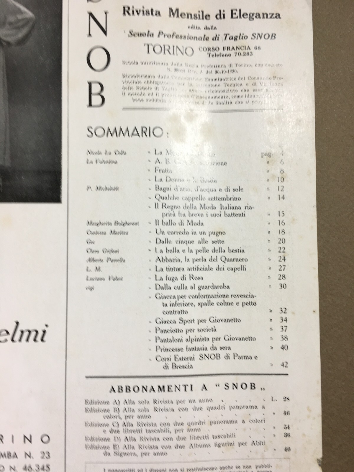 Moda, Eleganza, Abbigliamento, Sartoria, Tessuti: Rivista Snob Pubblicitaria, 1933