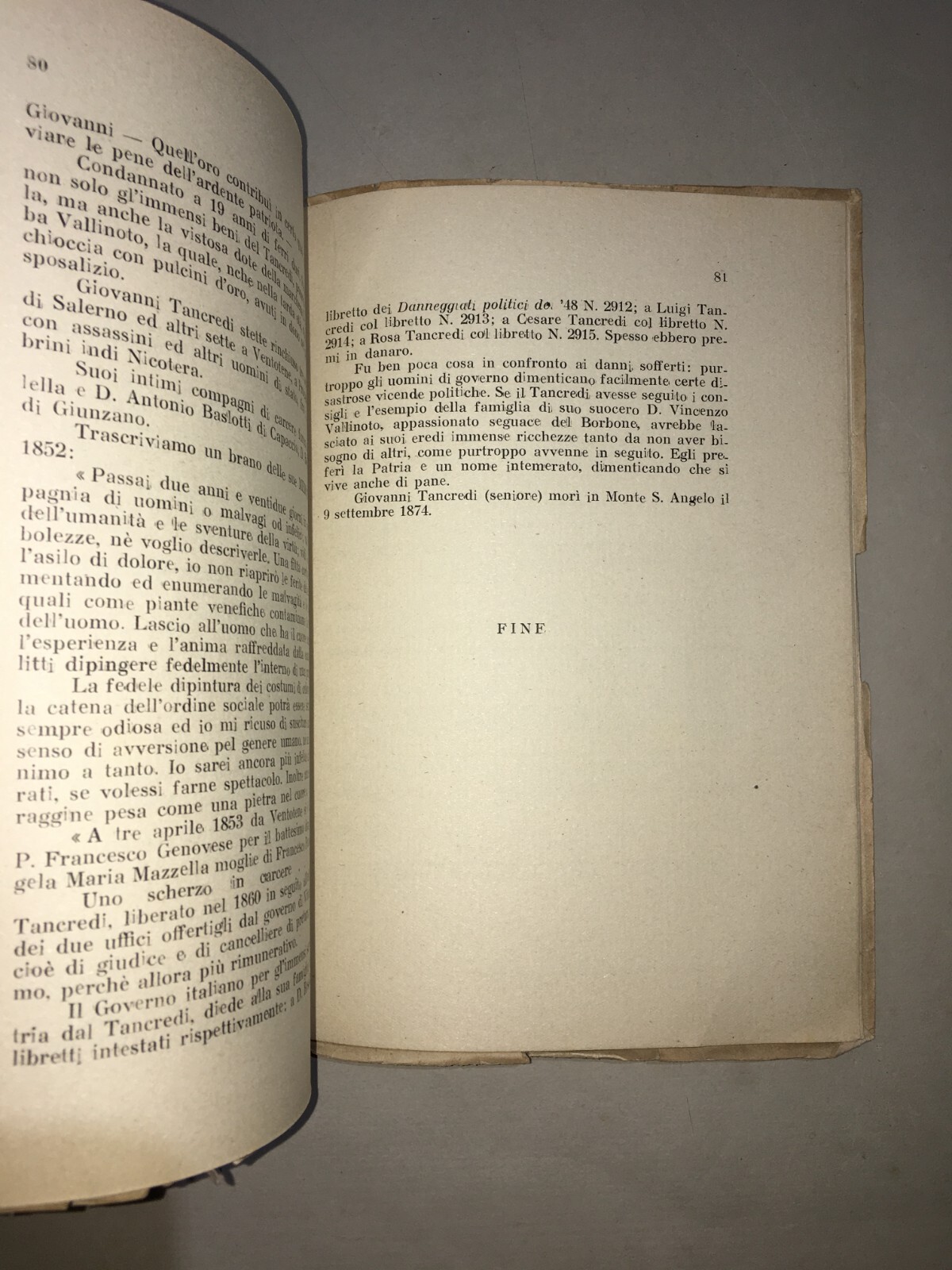 Risorgimento Storia Locale Puglia Gargano Tancredi Rara Edizione Originale 1948