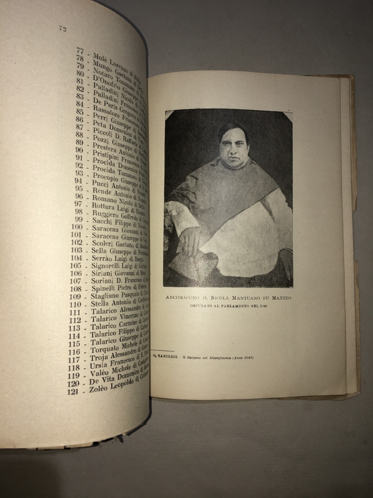 Risorgimento Storia Locale Puglia Gargano Tancredi Rara Edizione Originale 1948
