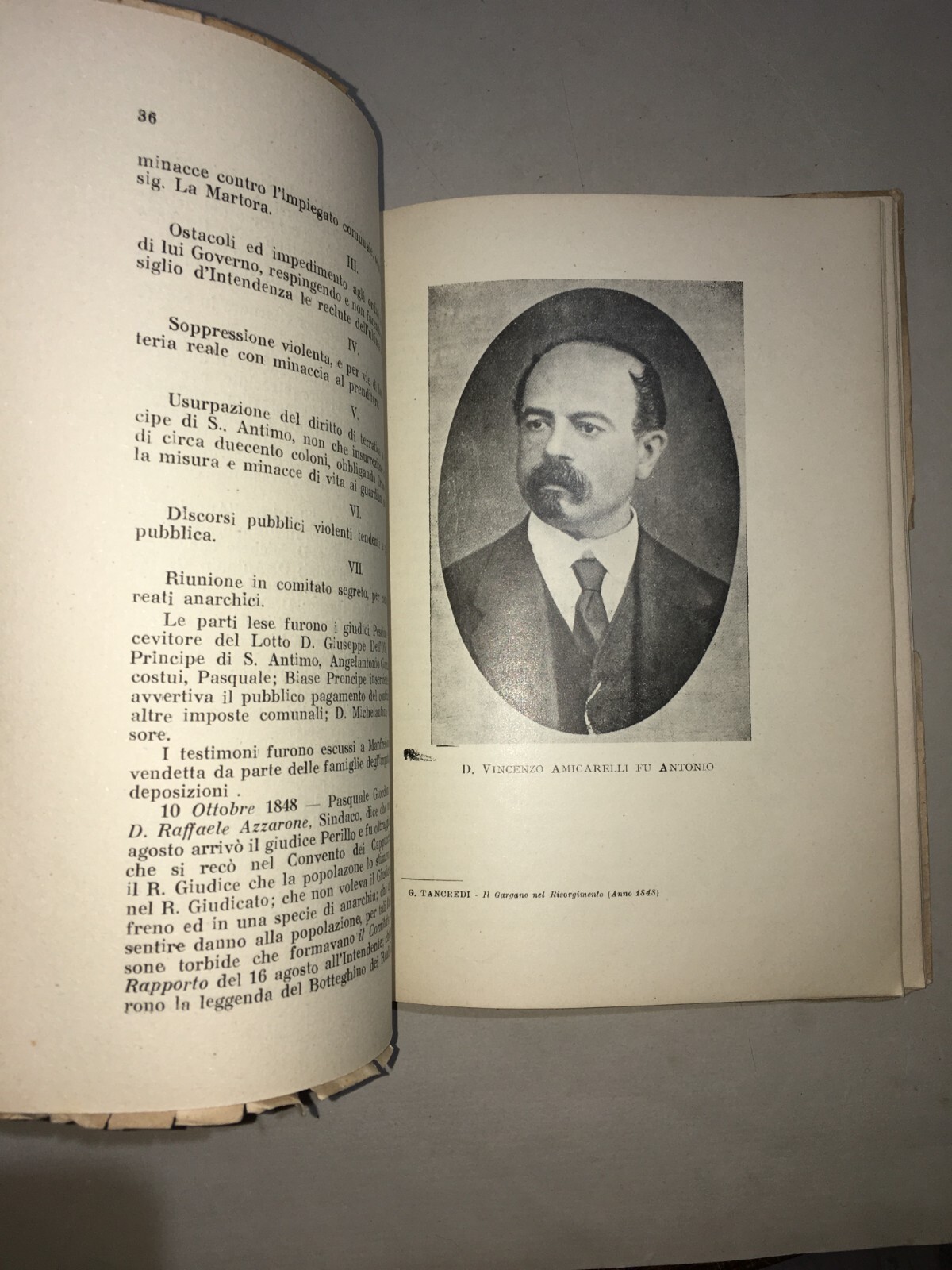 Risorgimento Storia Locale Puglia Gargano Tancredi Rara Edizione Originale 1948