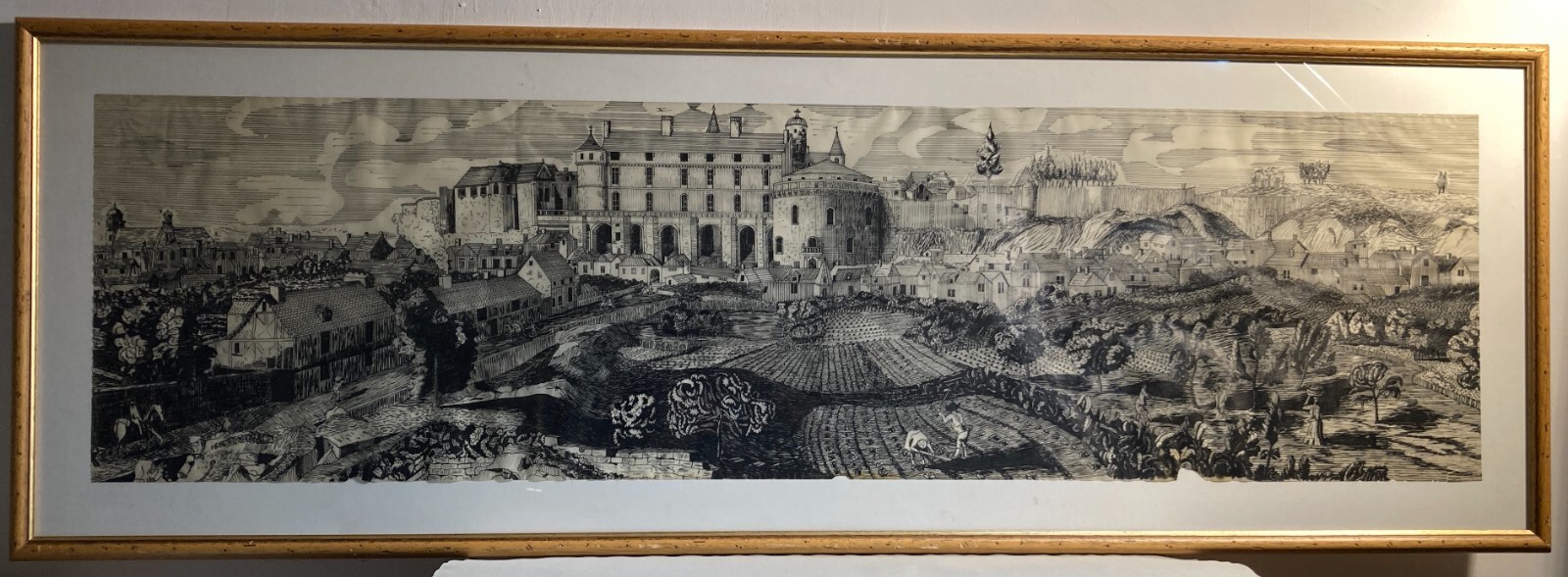 Arte, Architettura, Animata Veduta Panoramica: Palazzi, Contadini, Artista Giorgio Zattel