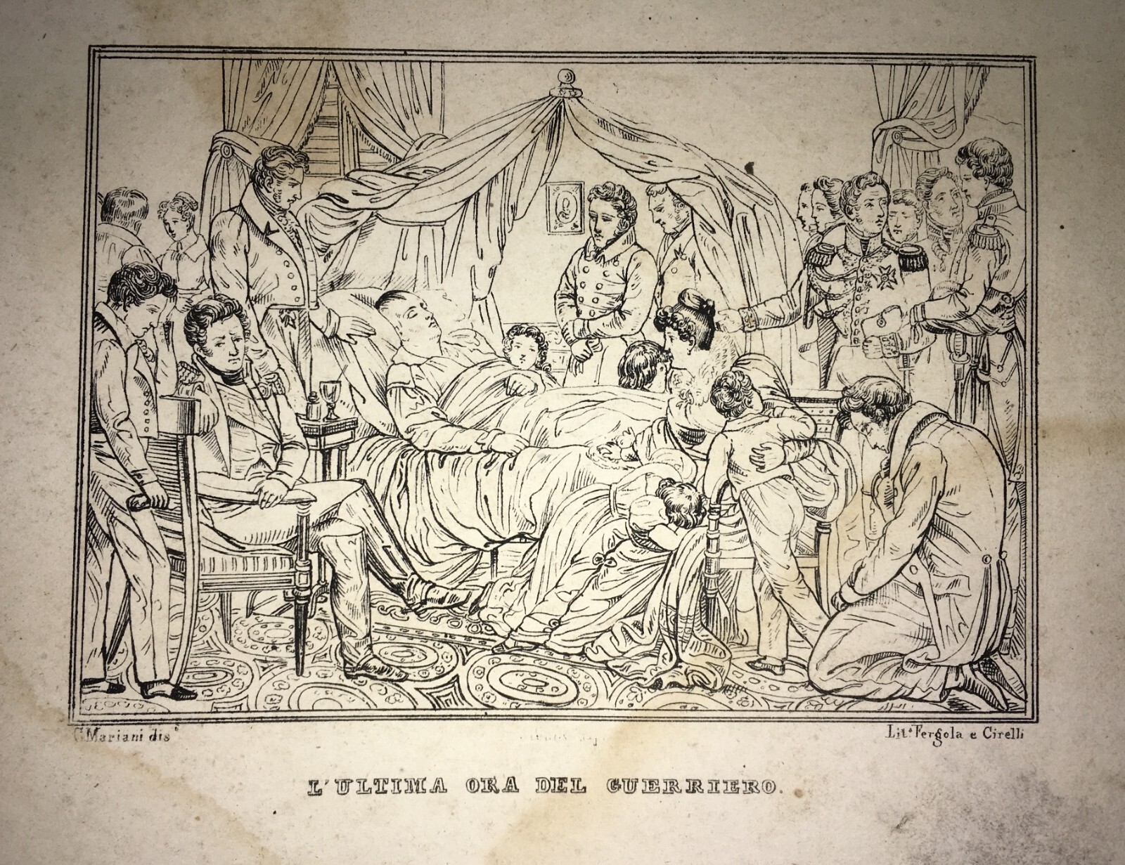 L'Ultima Ora Del Guerriero: Litografia Di Mariani, Fergola E Cirelli (XIX Secolo)
