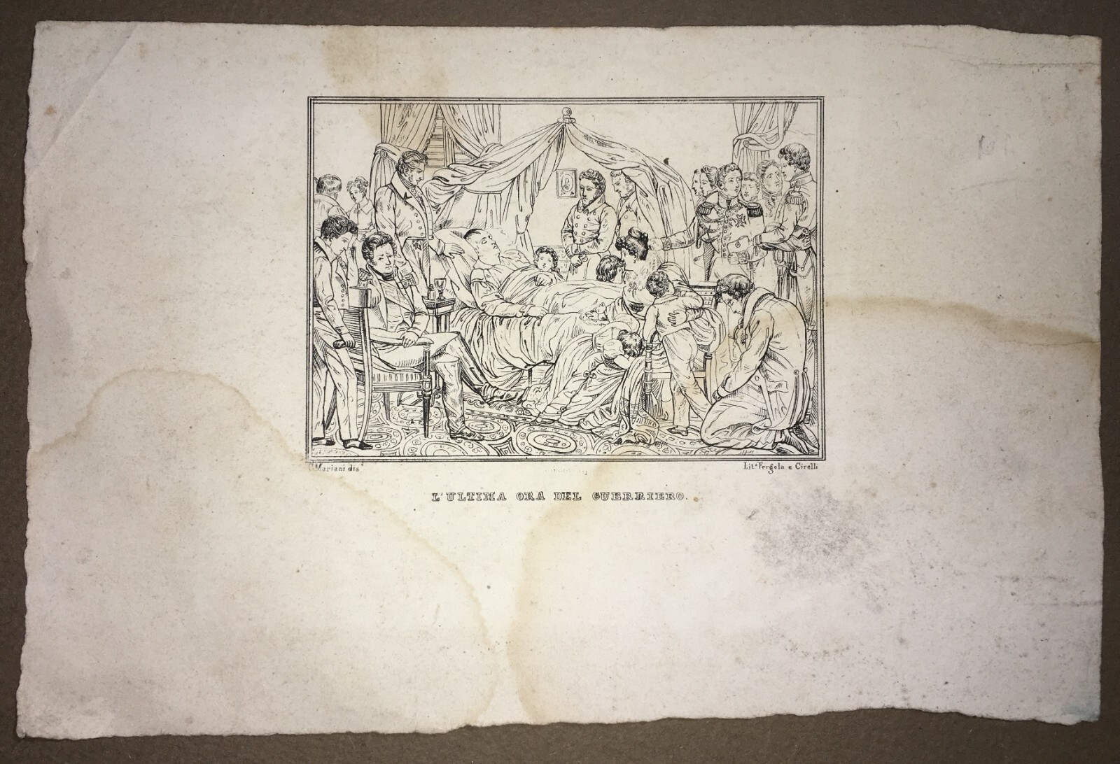 L'Ultima Ora Del Guerriero: Litografia Di Mariani, Fergola E Cirelli (XIX Secolo)
