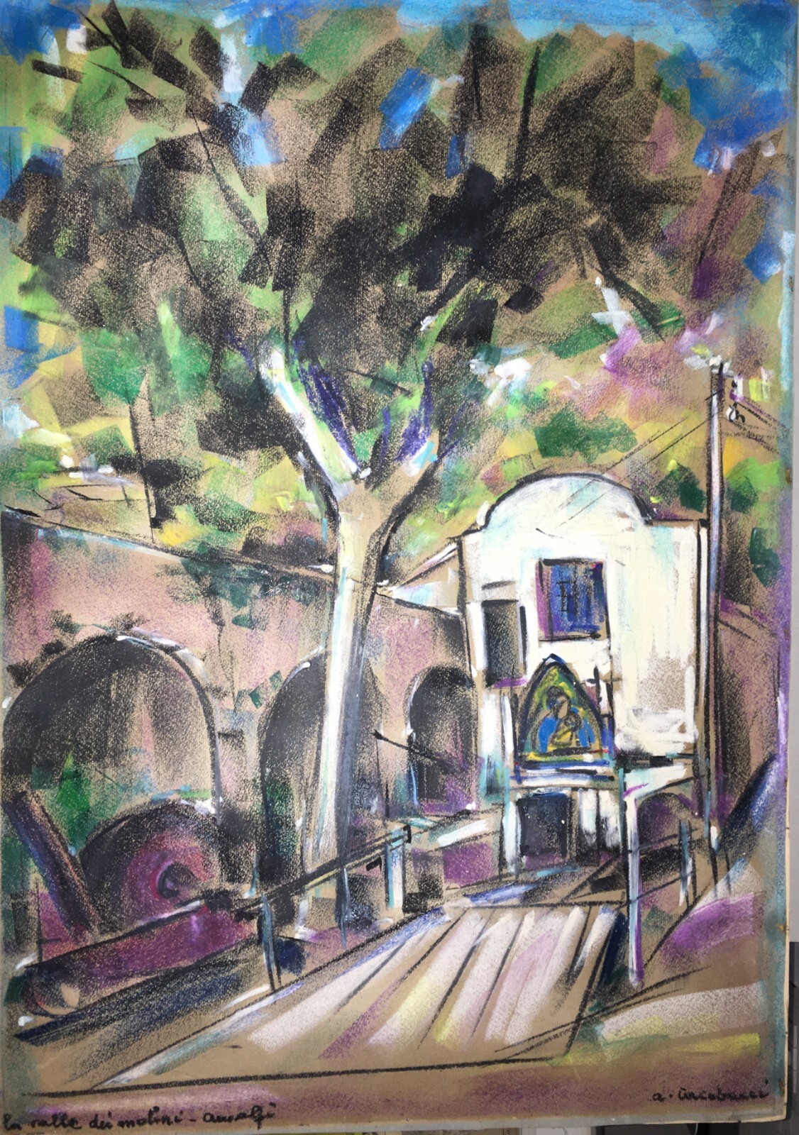 Costiera Amalfitana, Amalfi, Valle Dei Mulini, Dipinto Firmato