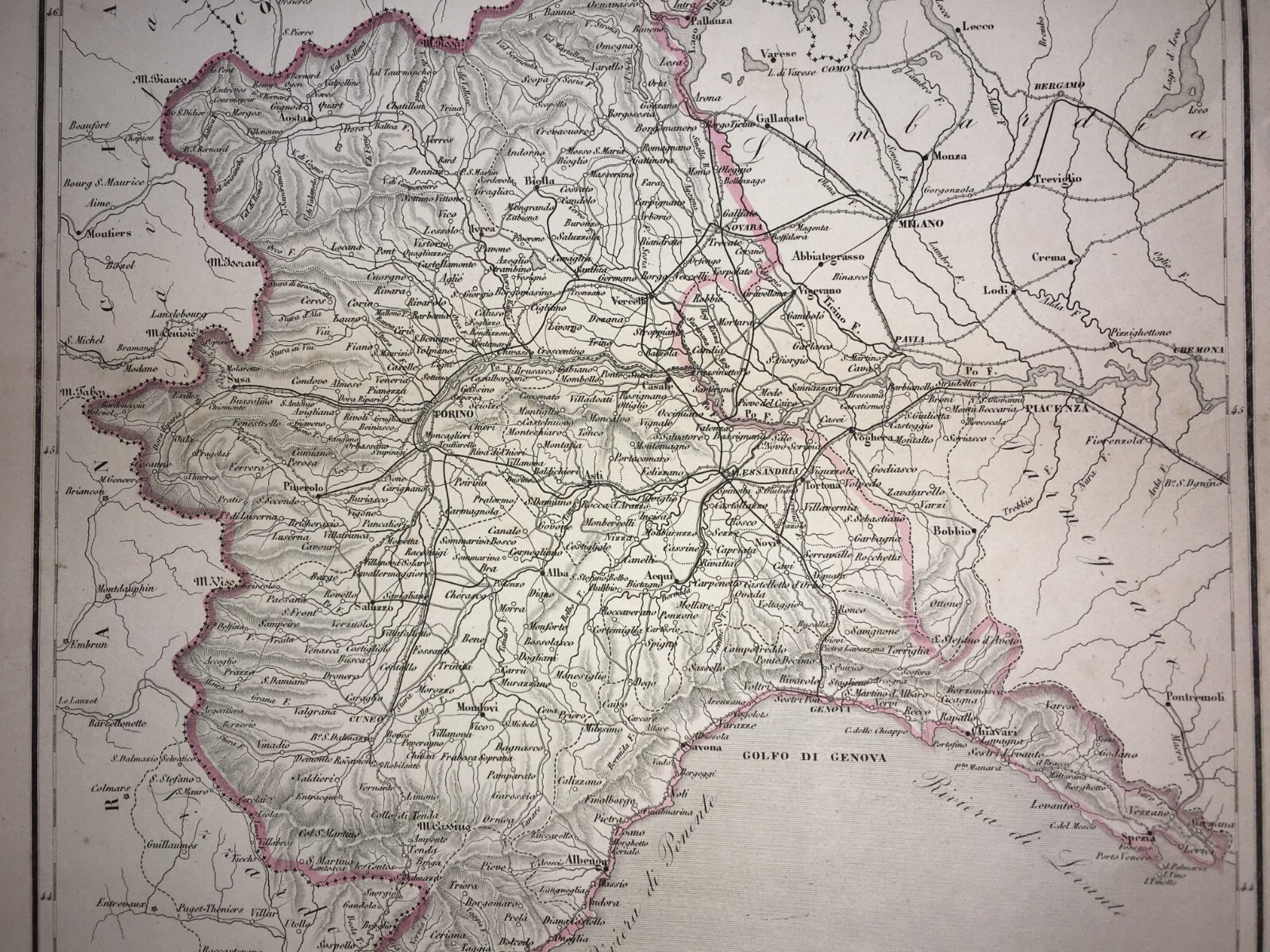Piemonte. Antica Cartografia, Viabilità Stradale, Liguria. Allodi, Naymiller, XIX Secolo.