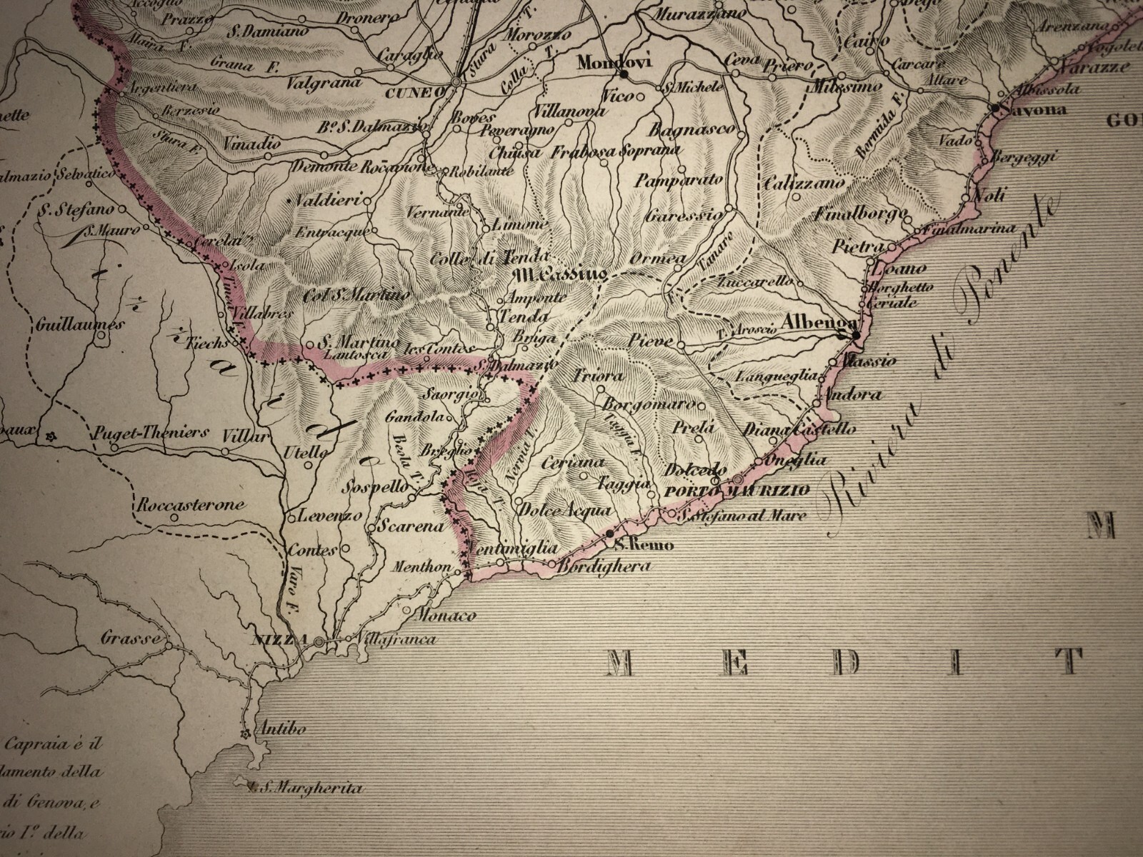 Piemonte. Antica Cartografia, Viabilità Stradale, Liguria. Allodi, Naymiller, XIX Secolo.