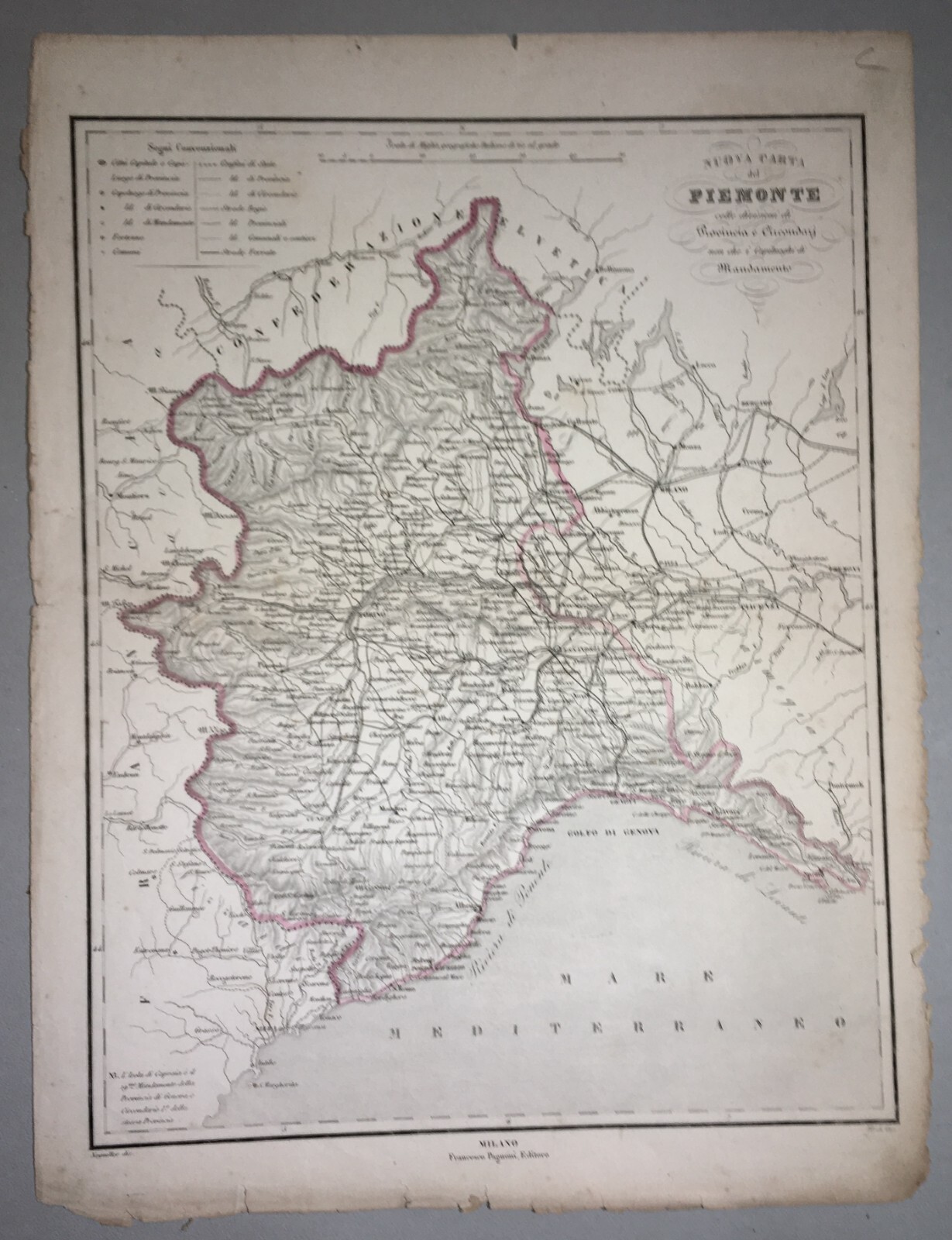 Piemonte. Antica Cartografia, Viabilità Stradale, Liguria. Allodi, Naymiller, XIX Secolo.