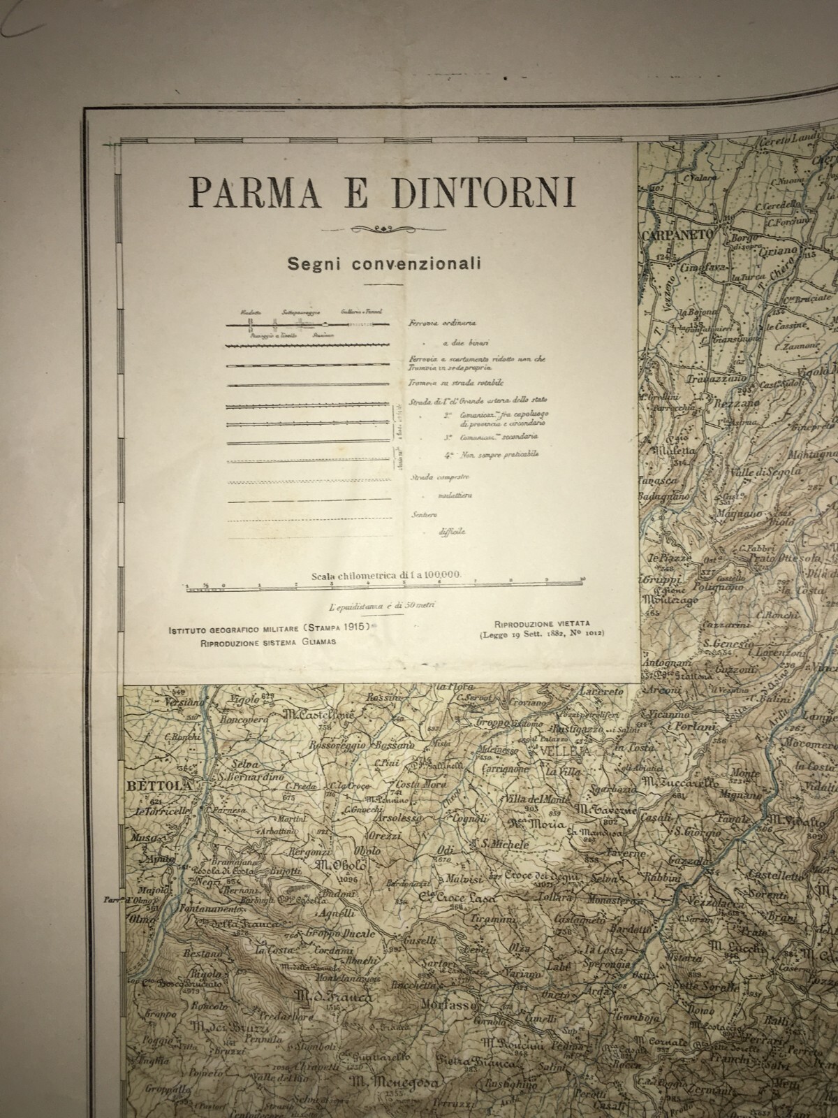 Emilia Antica Cartografia Di Parma E Reggio Emilia Grande Stampa A Colori 1915