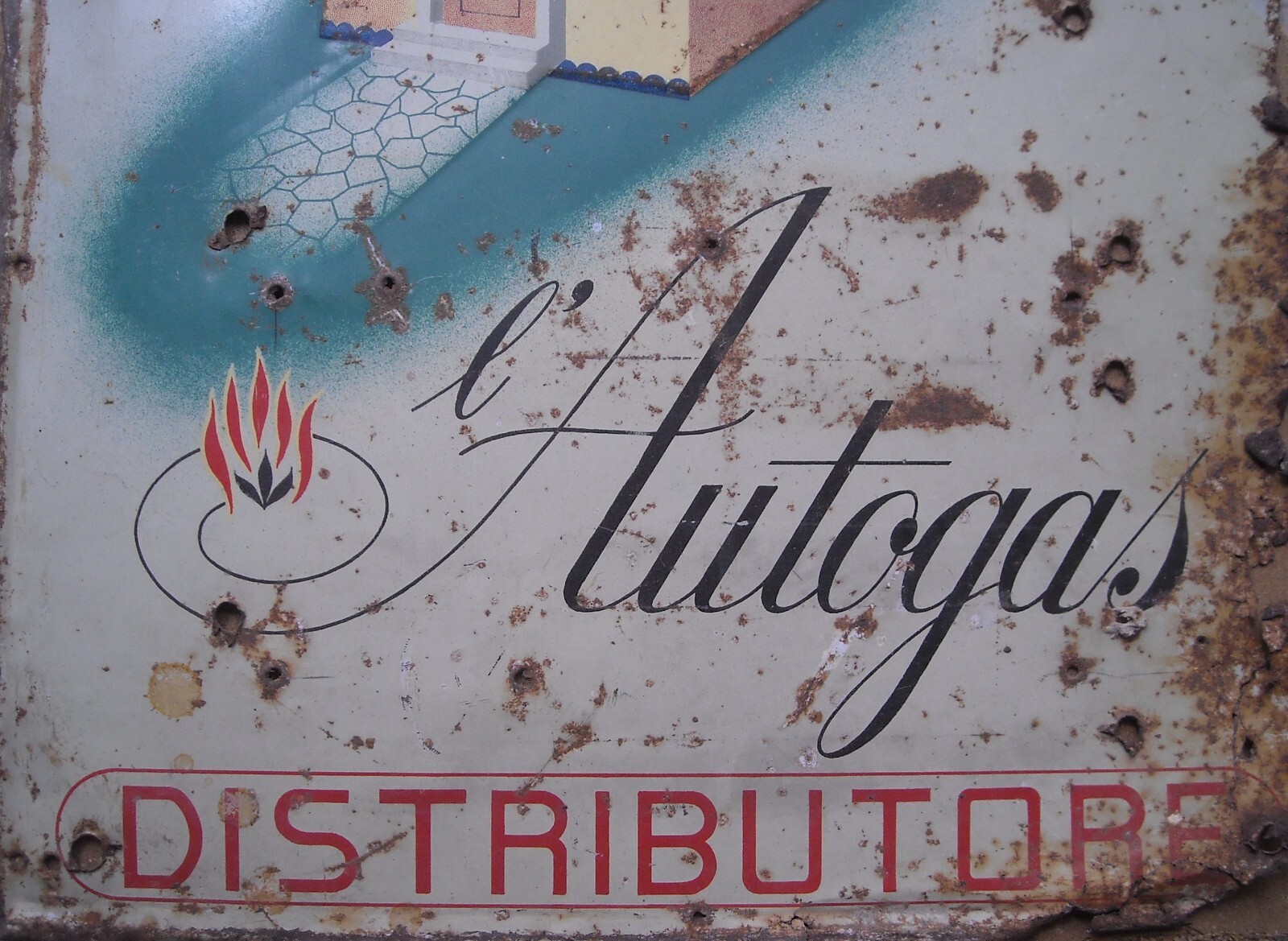 Gas   L'Autogas   Insegna Pubblicitaria In Latta