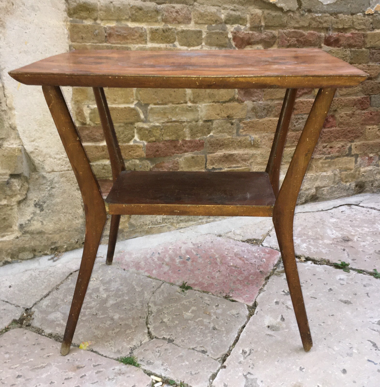 Tavolino d'Epoca In Legno Di Design Stilizzato, Attribuibile A Giò Ponti