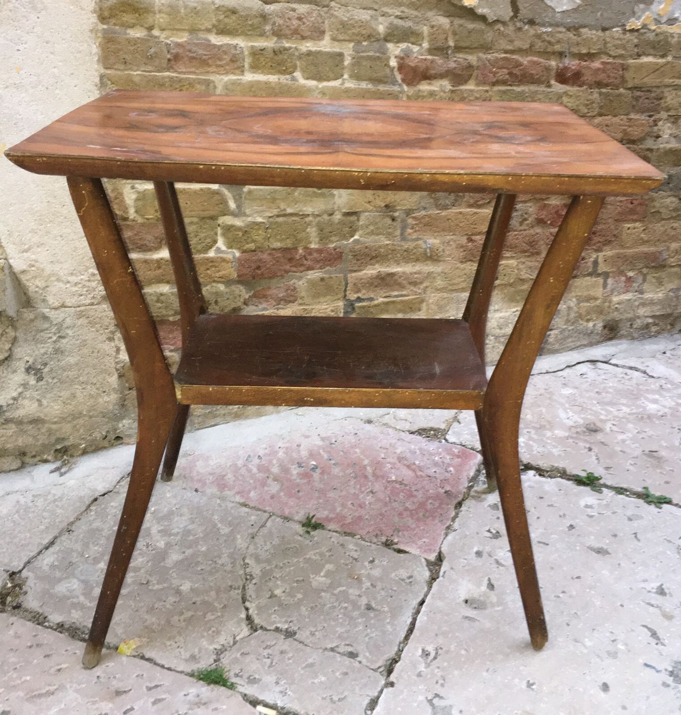 Tavolino d'Epoca In Legno Di Design Stilizzato, Attribuibile A Giò Ponti