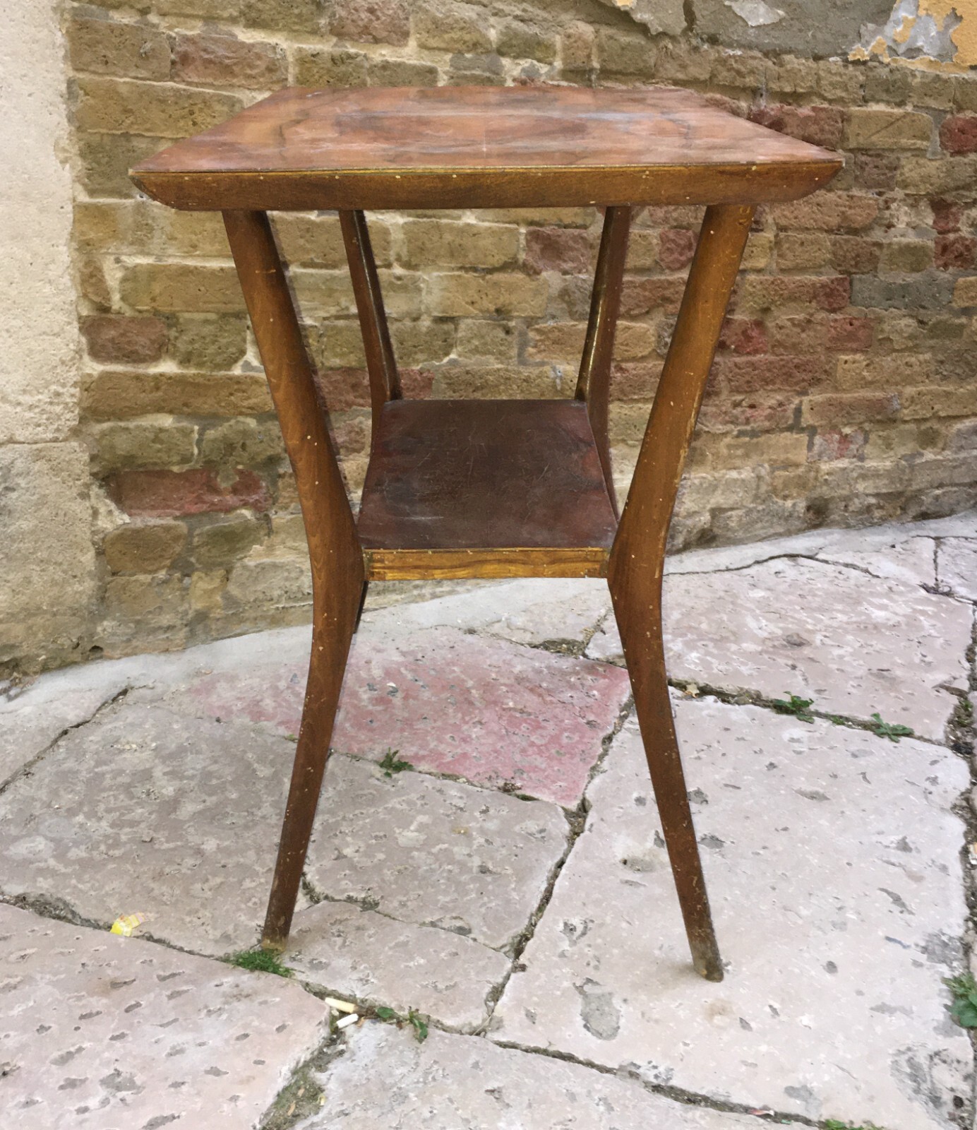 Tavolino d'Epoca In Legno Di Design Stilizzato, Attribuibile A Giò Ponti