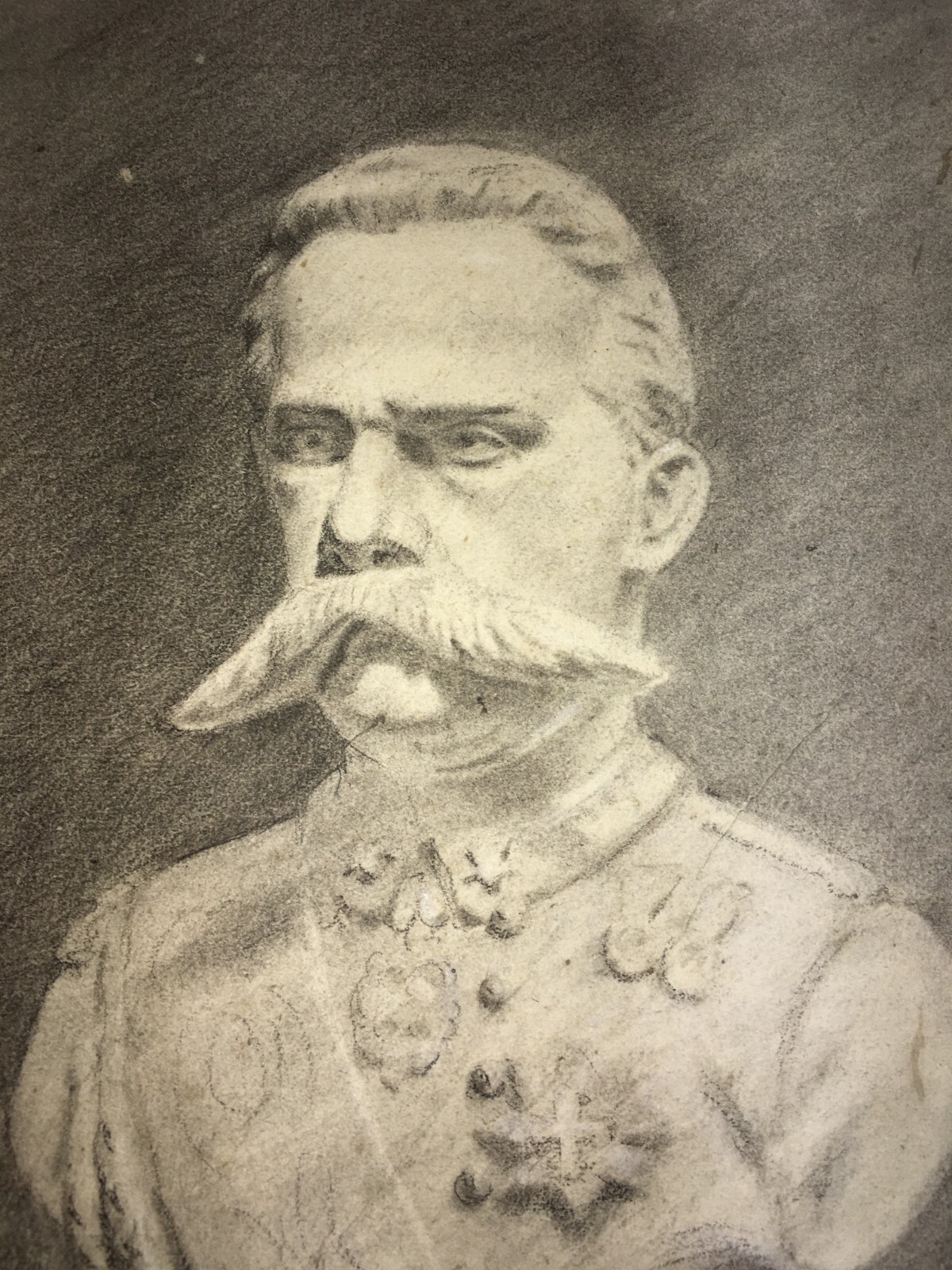 Ritratto Di Militare Della Casata Savoia, Forse Umberto I   Disegno A Tecnica Mista