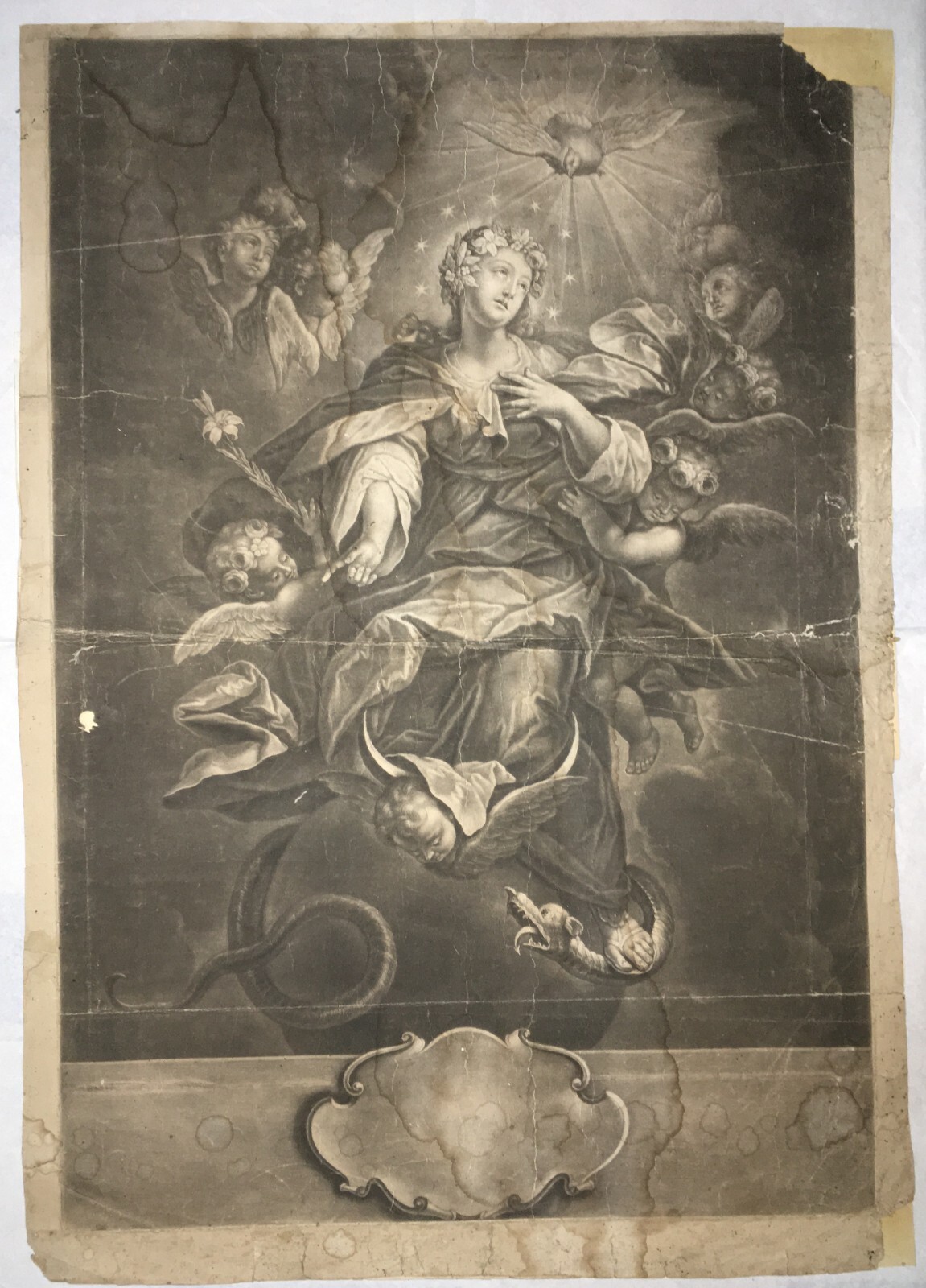 Antica Stampa Popolare Devozionale: Madonna Immacolata