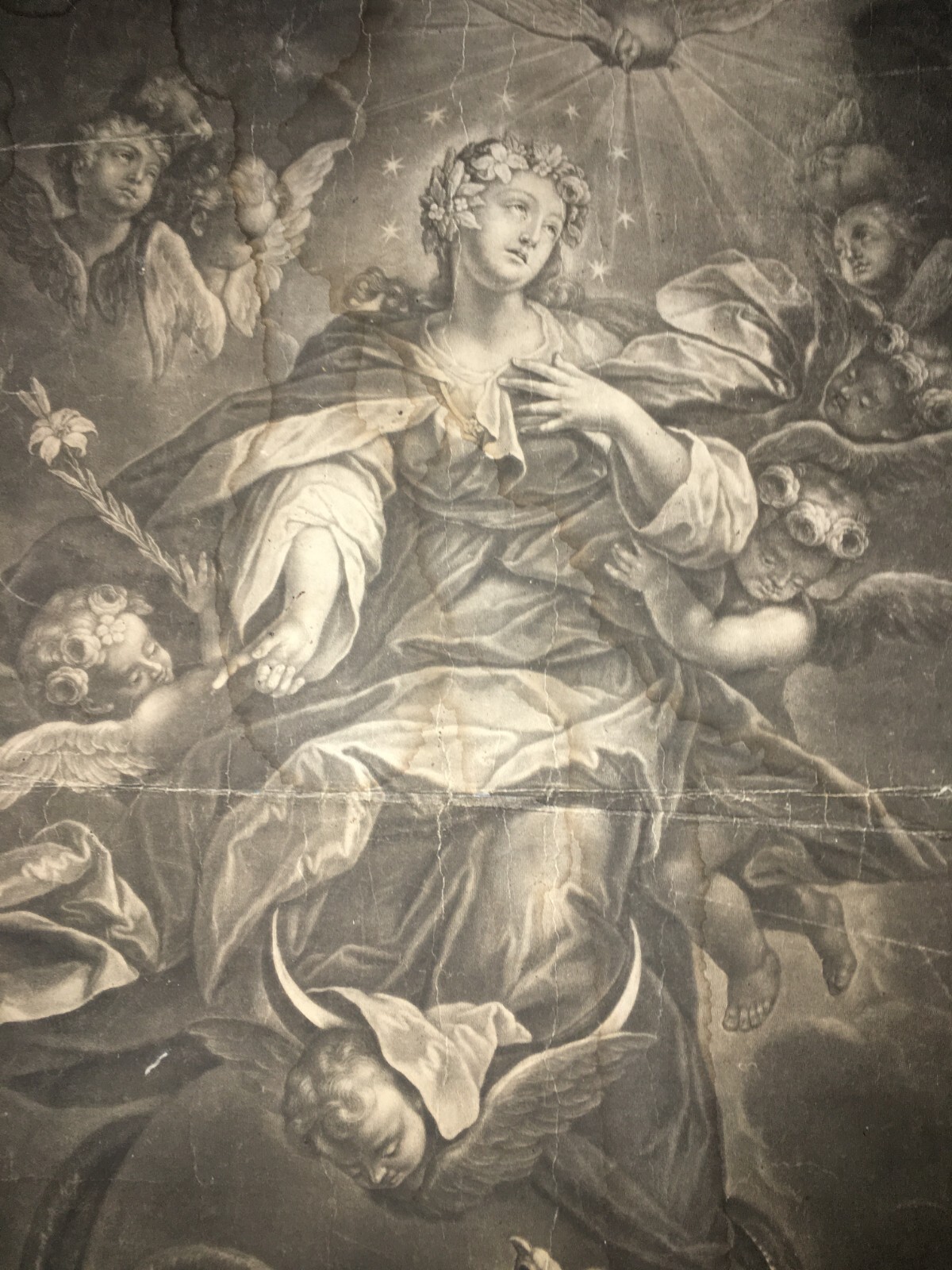 Antica Stampa Popolare Devozionale: Madonna Immacolata