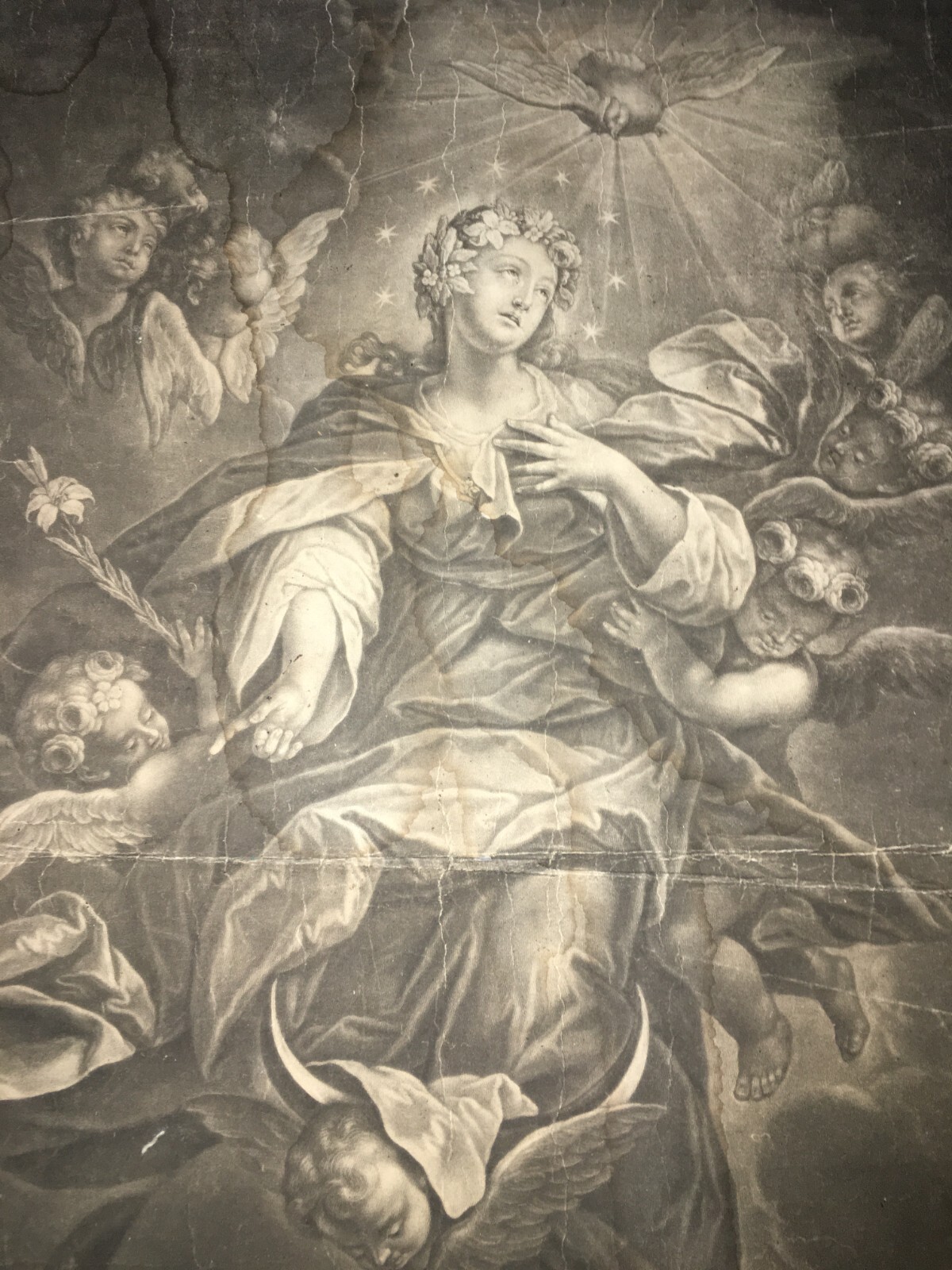 Antica Stampa Popolare Devozionale: Madonna Immacolata