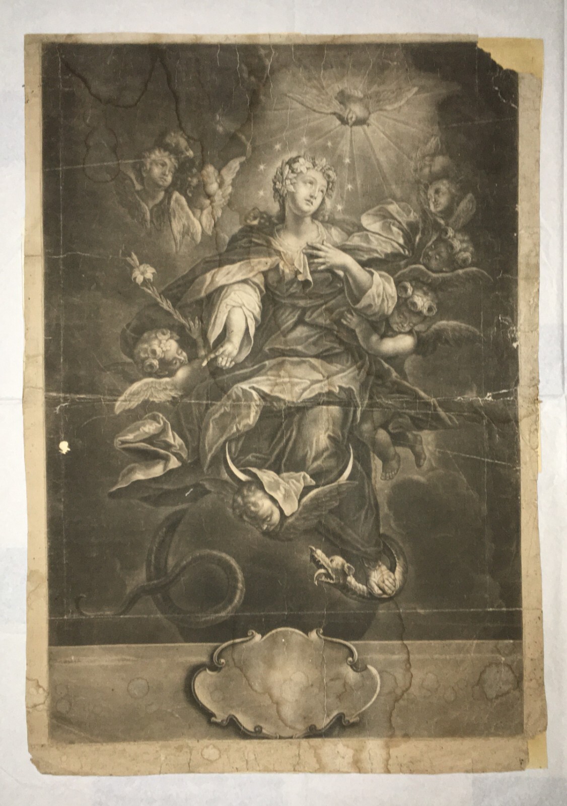 Antica Stampa Popolare Devozionale: Madonna Immacolata