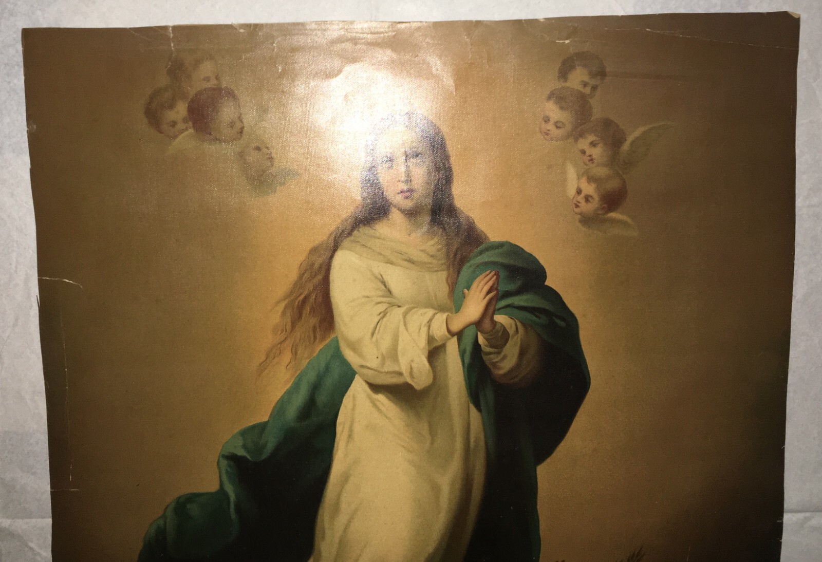 Madonna Immacolata. Antica Stampa Popolare Devozionale Con Grande Cromolitografia