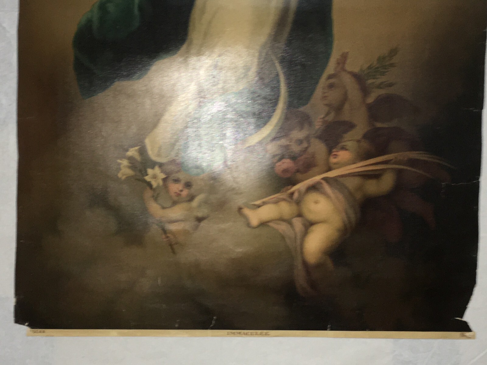 Madonna Immacolata. Antica Stampa Popolare Devozionale Con Grande Cromolitografia