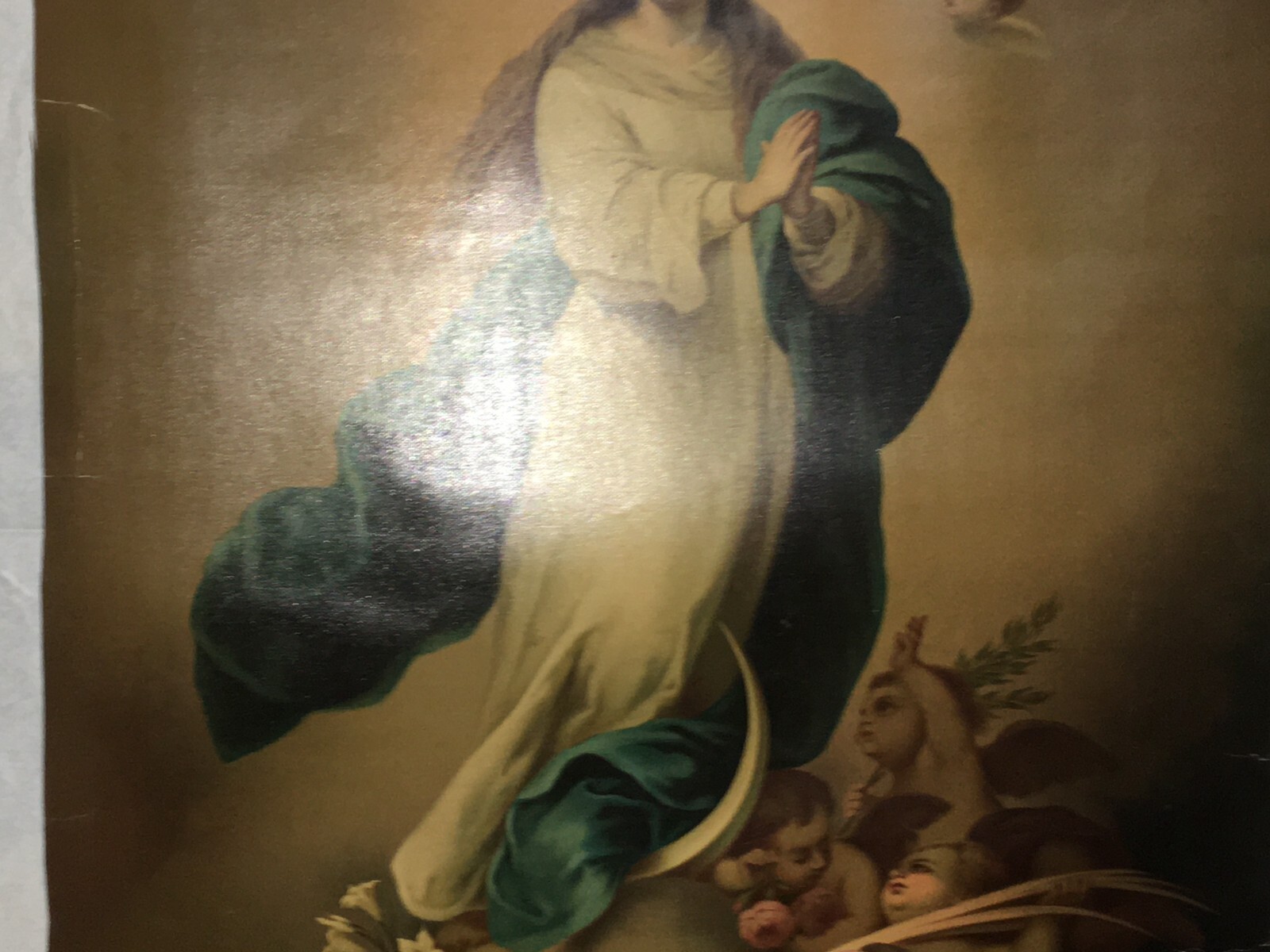 Madonna Immacolata. Antica Stampa Popolare Devozionale Con Grande Cromolitografia