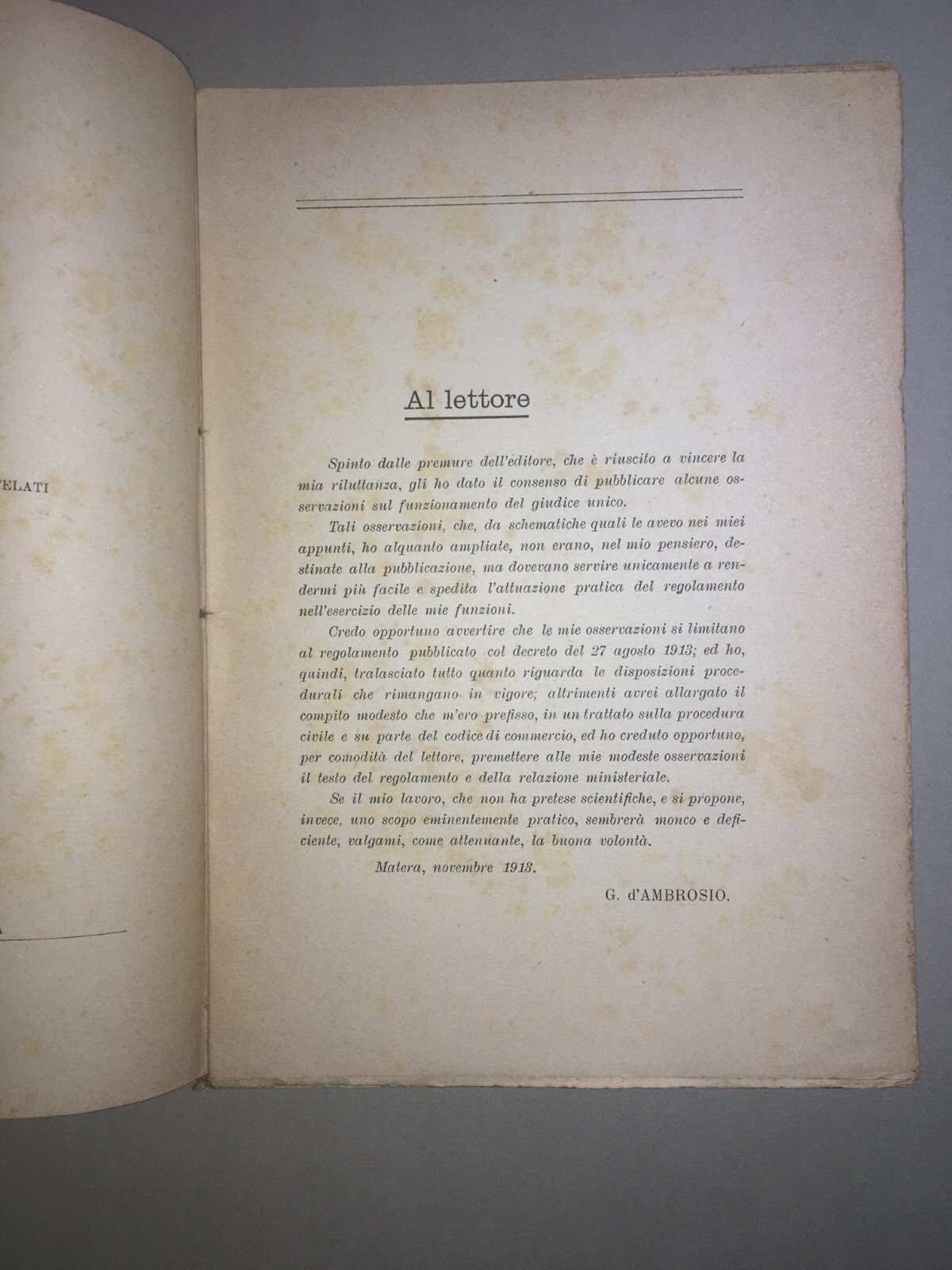 Basilicata, Matera: Giuridica, Legislazione, Fallimenti, Navi. Giudice d'Ambrosio, 1914