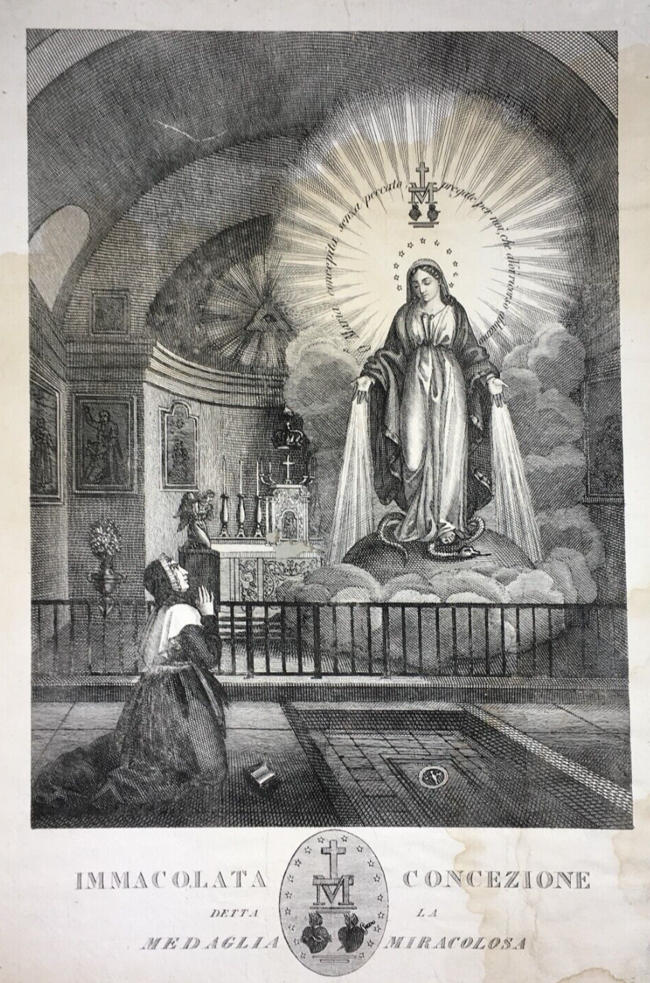 Antica Stampa Popolare Devozionale: Immacolata Concezione