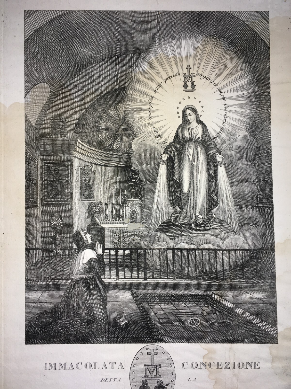Antica Stampa Popolare Devozionale: Immacolata Concezione