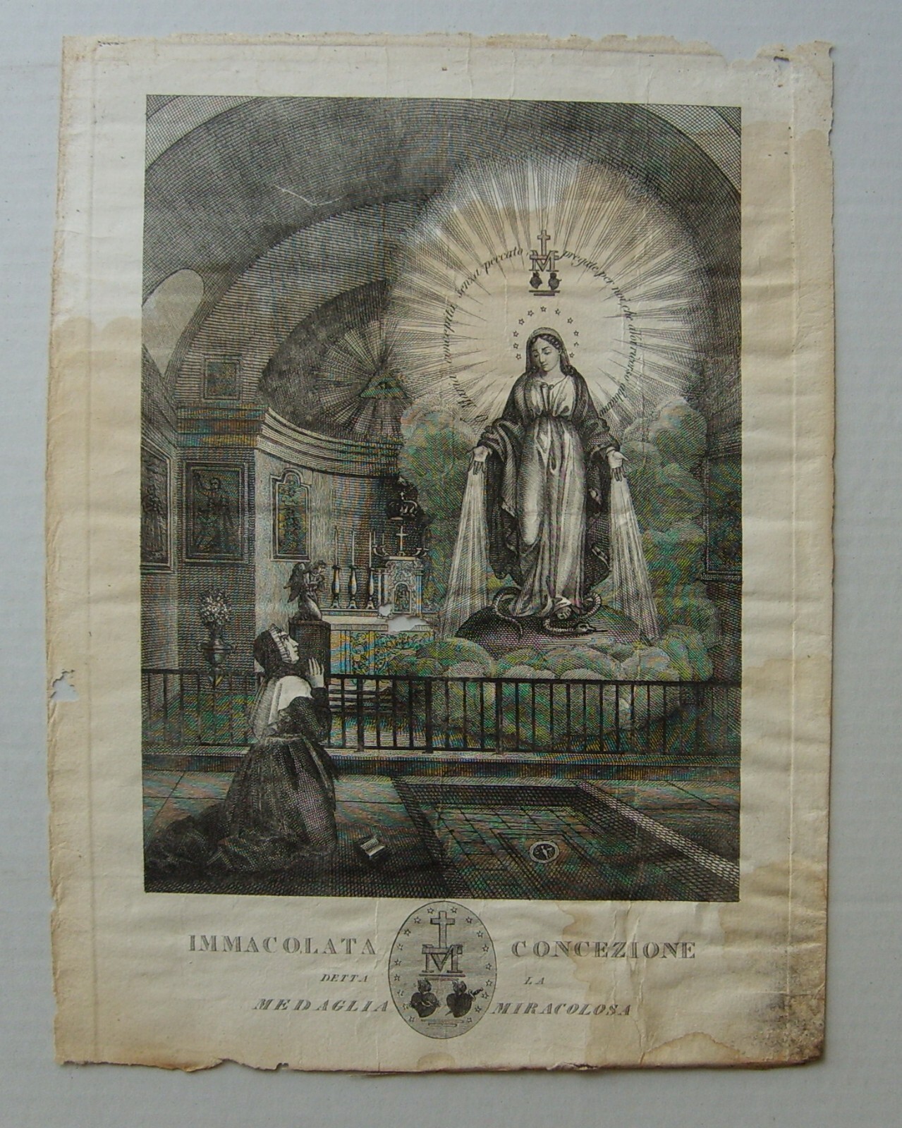 Antica Stampa Popolare Devozionale: Immacolata Concezione