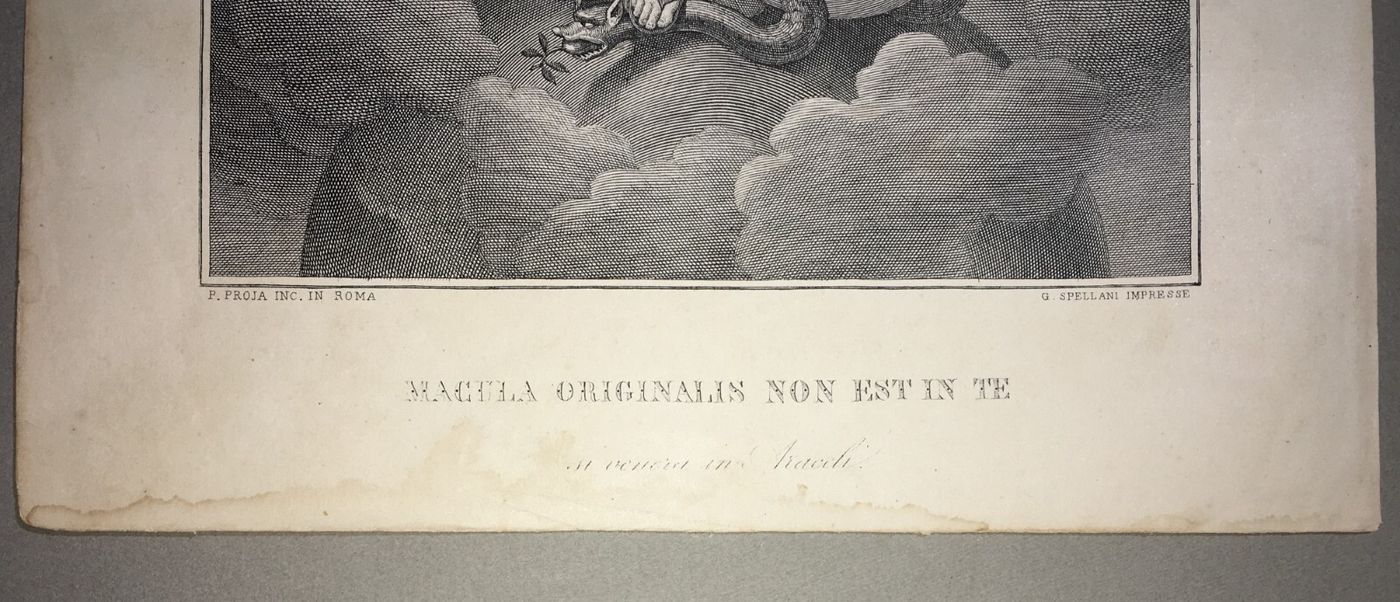 Antica Stampa Popolare Devozionale: Madonna Immacolata, Incisore Proja E Spellani
