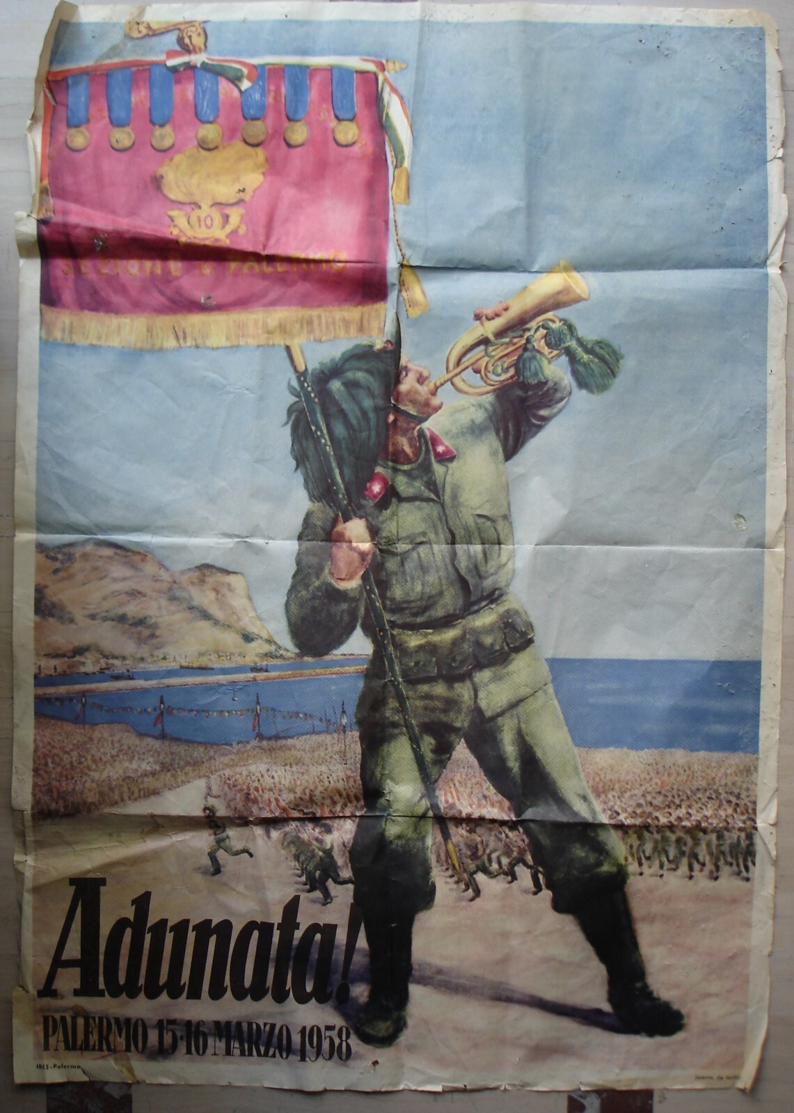 Militaria: Bersaglieri Adunata Di Palermo, Sicilia. Manifesto Pubblicitario, 1958